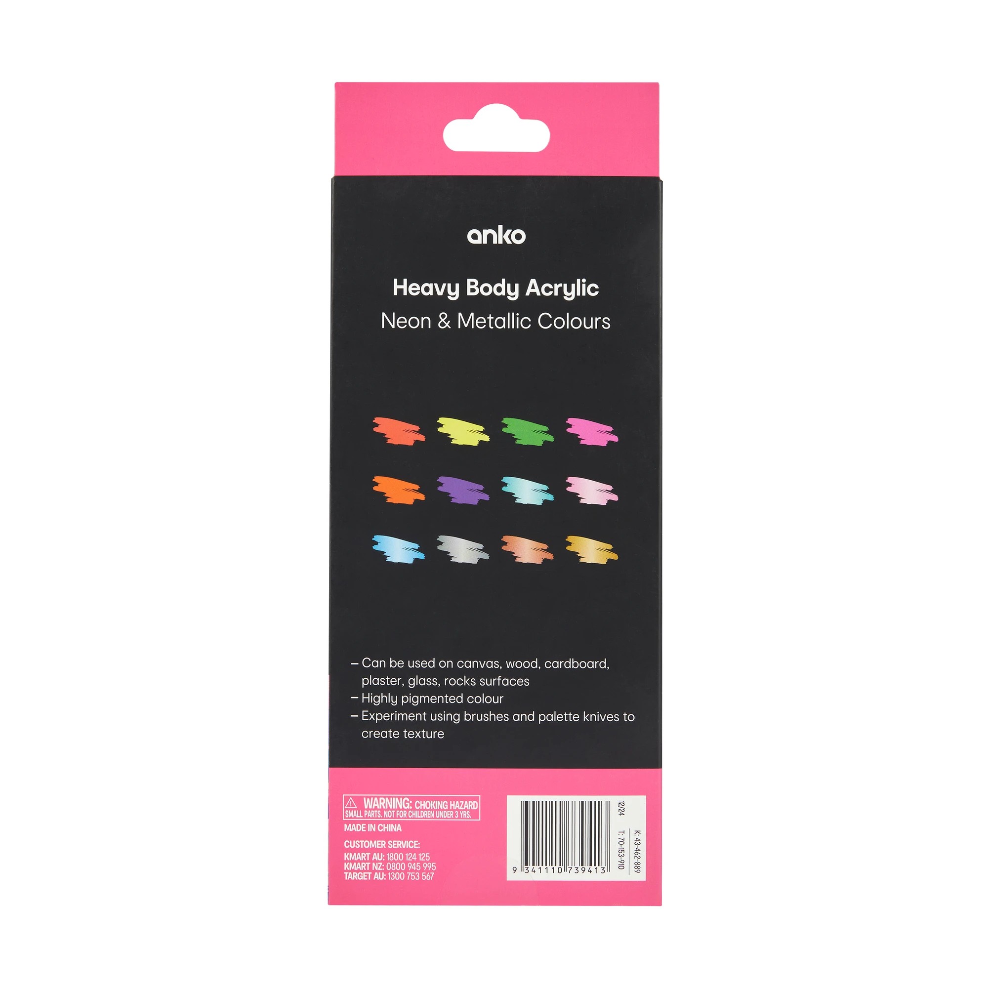 3 12 Pack Heavy Body Acrylic Colours - Neon and Metallic, 3 of 3
