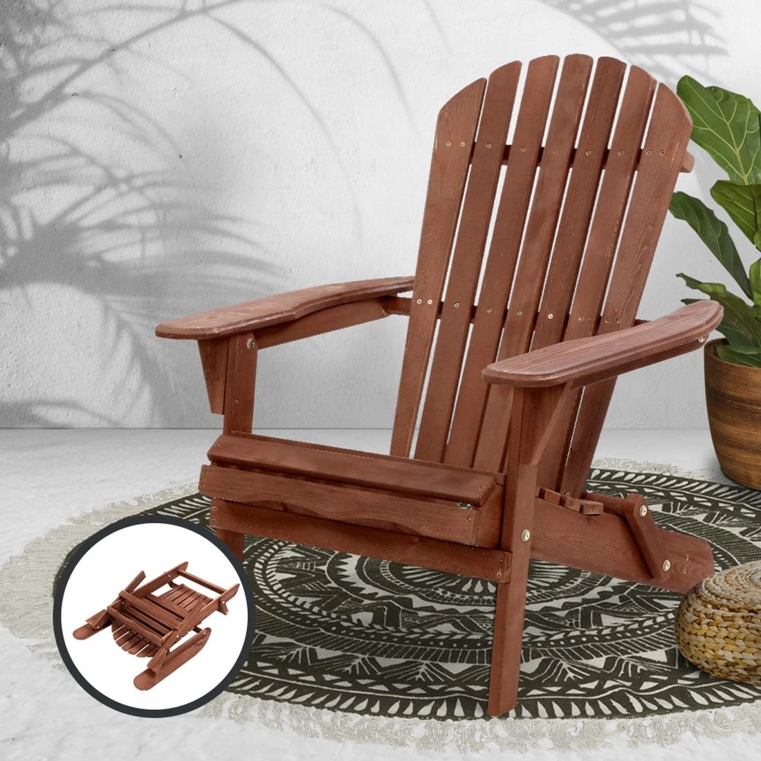 6 Gardeon Adirondack Outdoor Chairs - Brown, 6 of 6