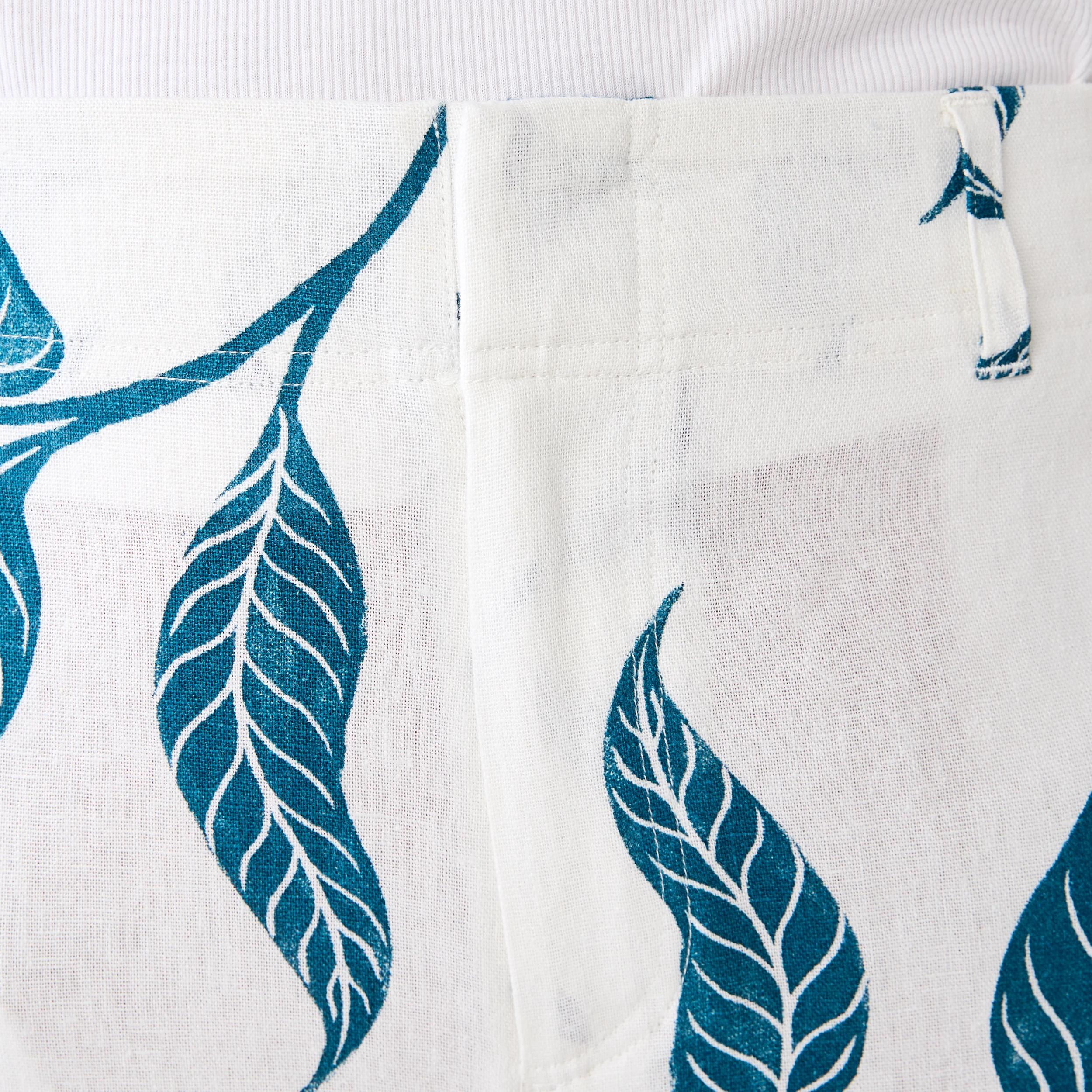 4 Printed Linen Blend Pants Teal Leaf, 4 of 5