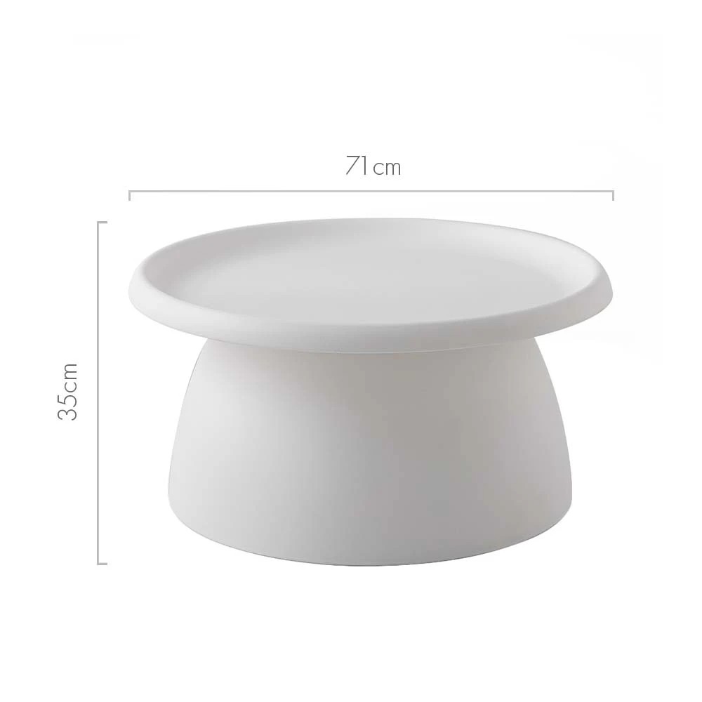 2 Artiss Coffee Table Round 71CM Plastic - White, 2 of 7