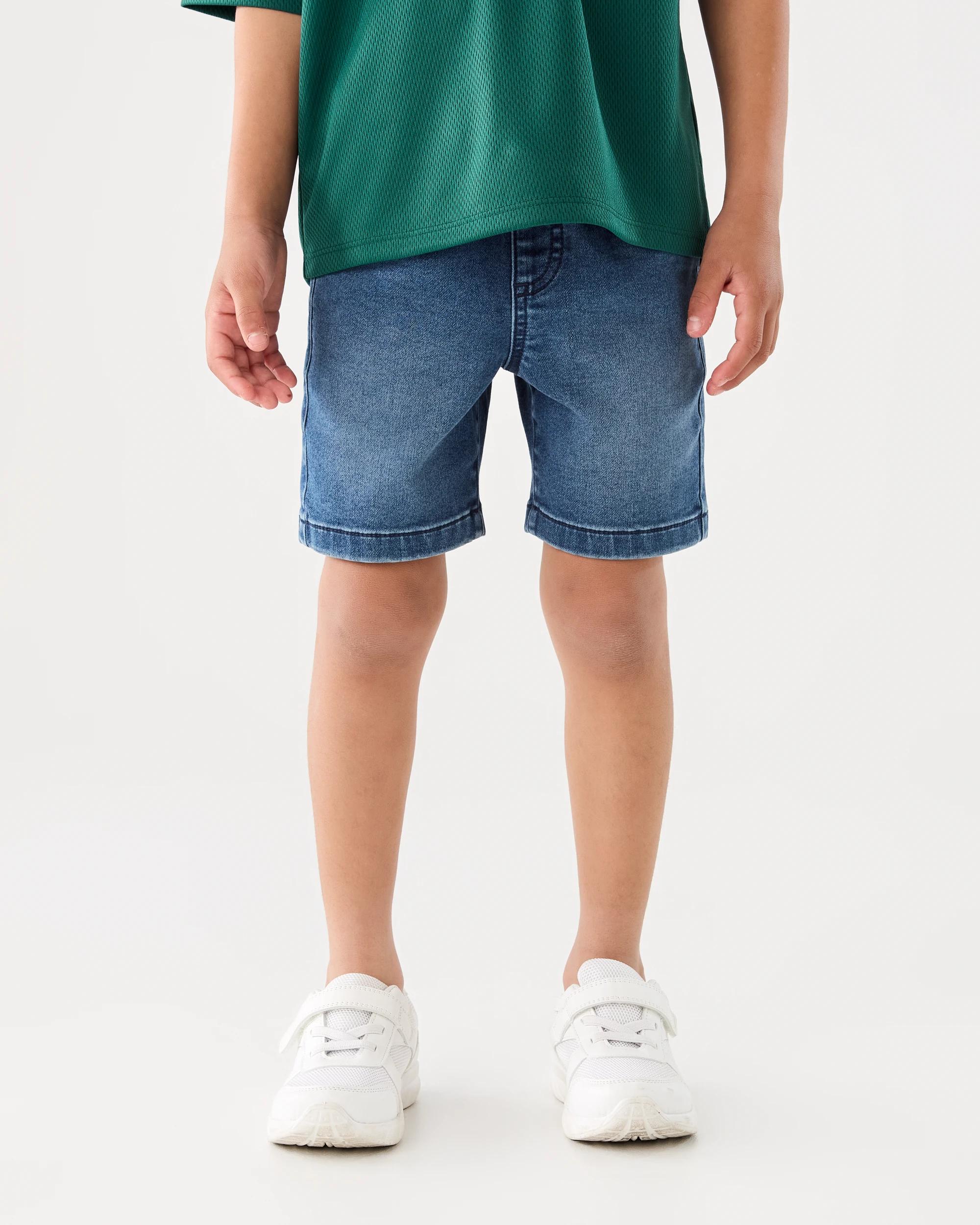 1 Knit Denim Shorts Mid Denim, 1 of 6