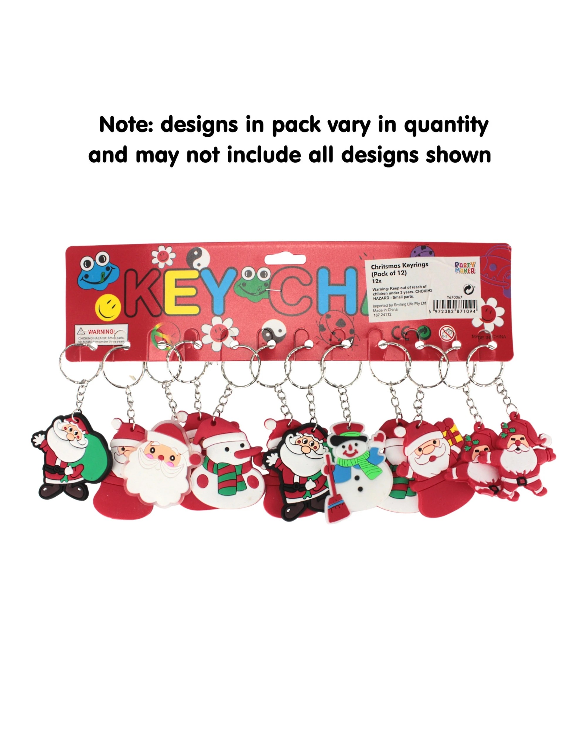 2 Party Maker Christmas Character Keyrings Pack of 12 - Multi, 2 of 2