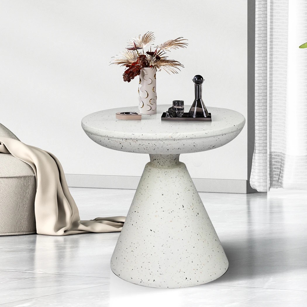 8 Levede 51x51x48.5cm Terrazzo Side Table Stool White, 8 of 8