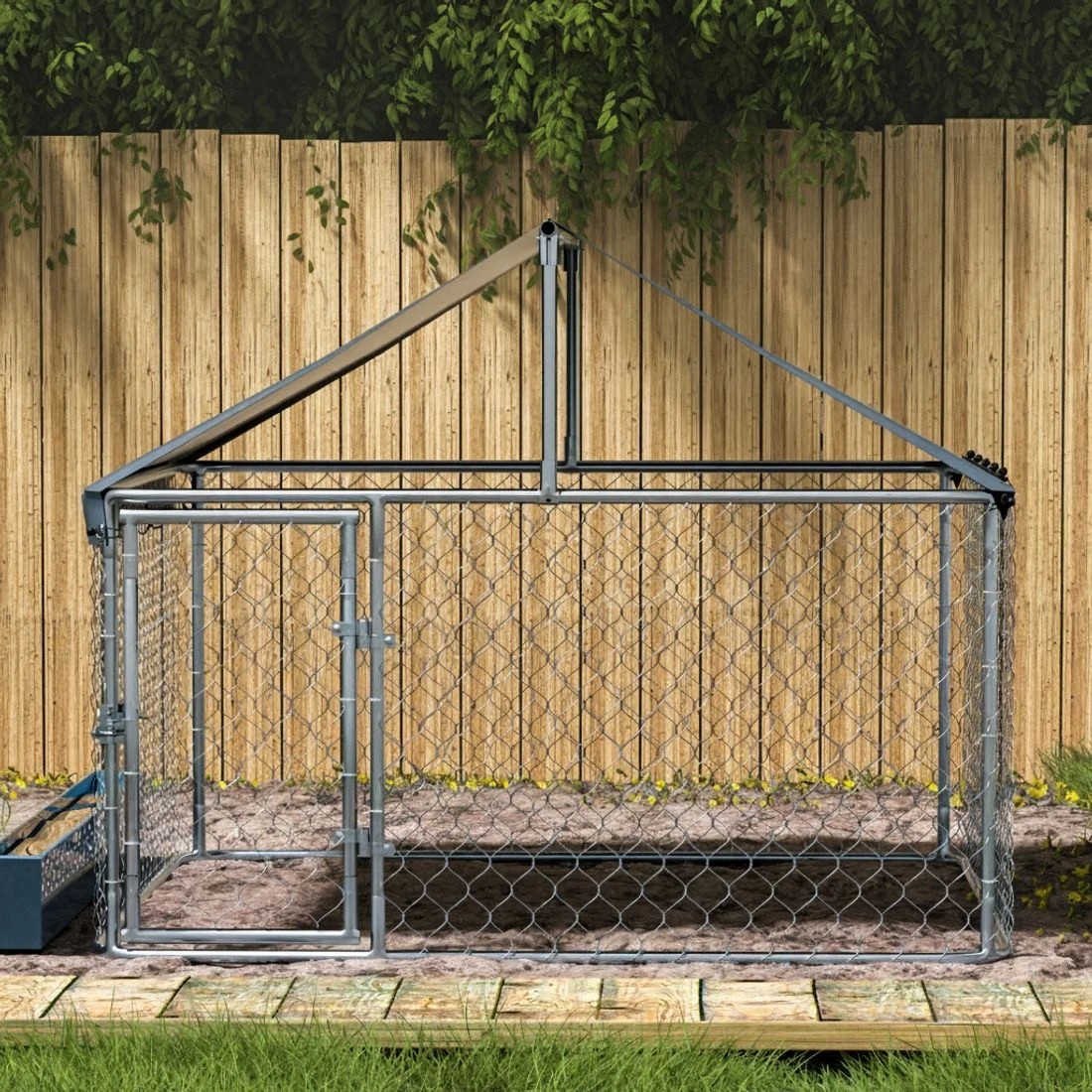 4 i.Pet Dog Kennel Large House XL Pet Run Cage Puppy Outdoor Enclosure With Roof - Silver, 4 of 6