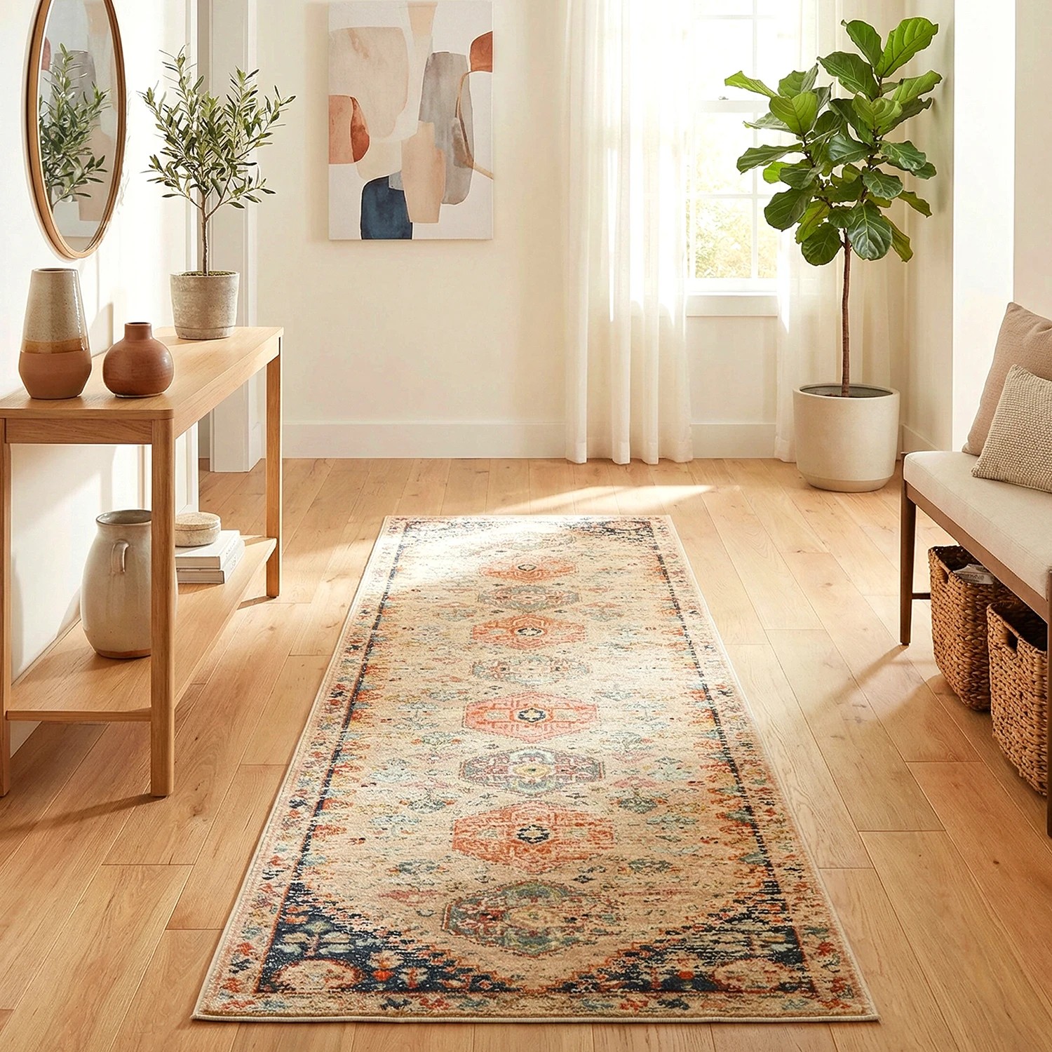 1 Common Ground Rugs Eterna 854 500x80cm - Extra Large Runner Rug - Beige, 1 of 8