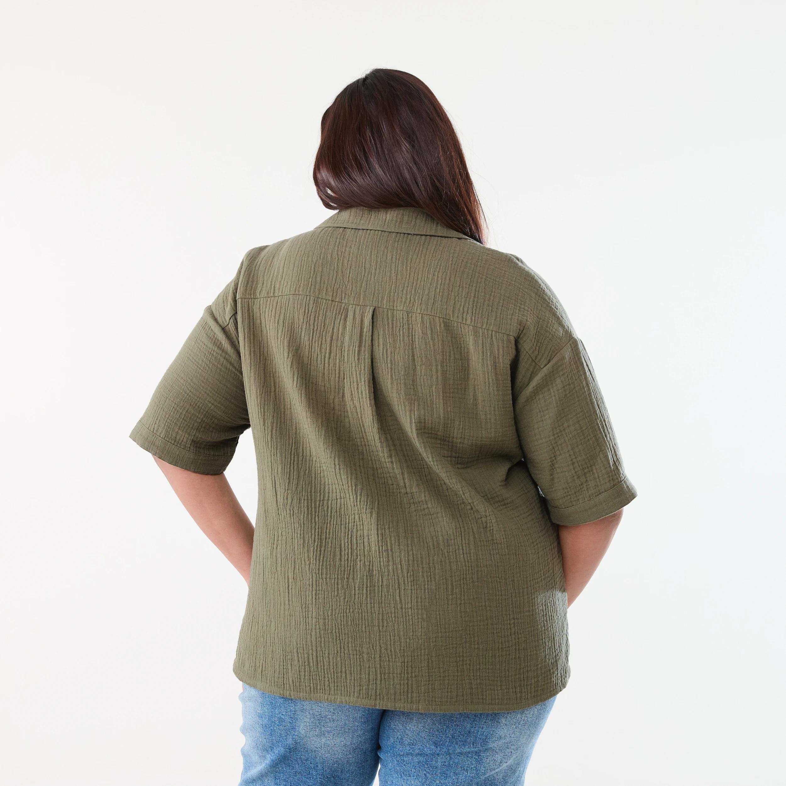 3 Curve Short Sleeve Double Cloth Shirt BURNT OLIVE, 3 of 6