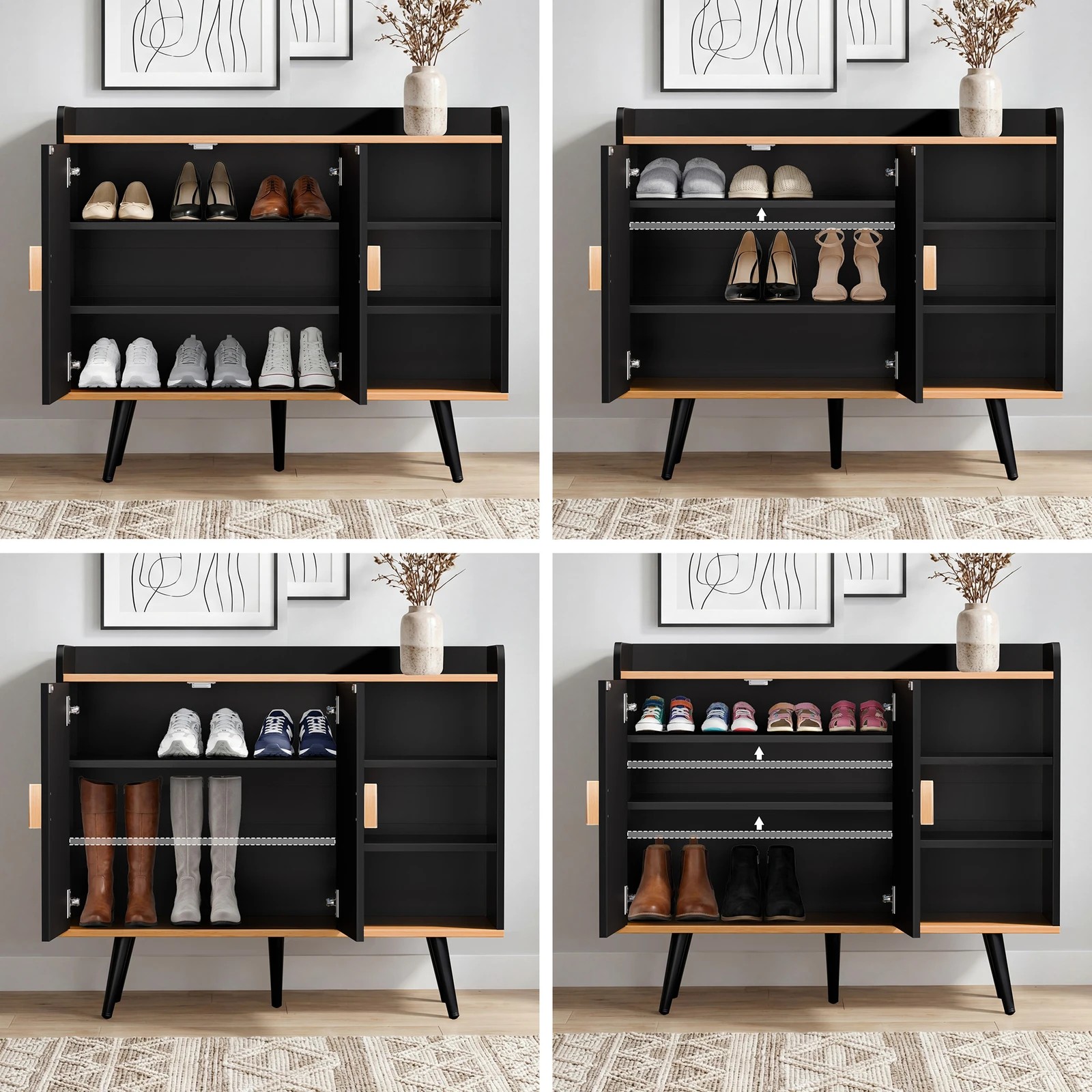 5 Alfordson Shoe Cabinet Organiser Storage Rack Drawer Shelf 18 Pairs - Black, 5 of 10
