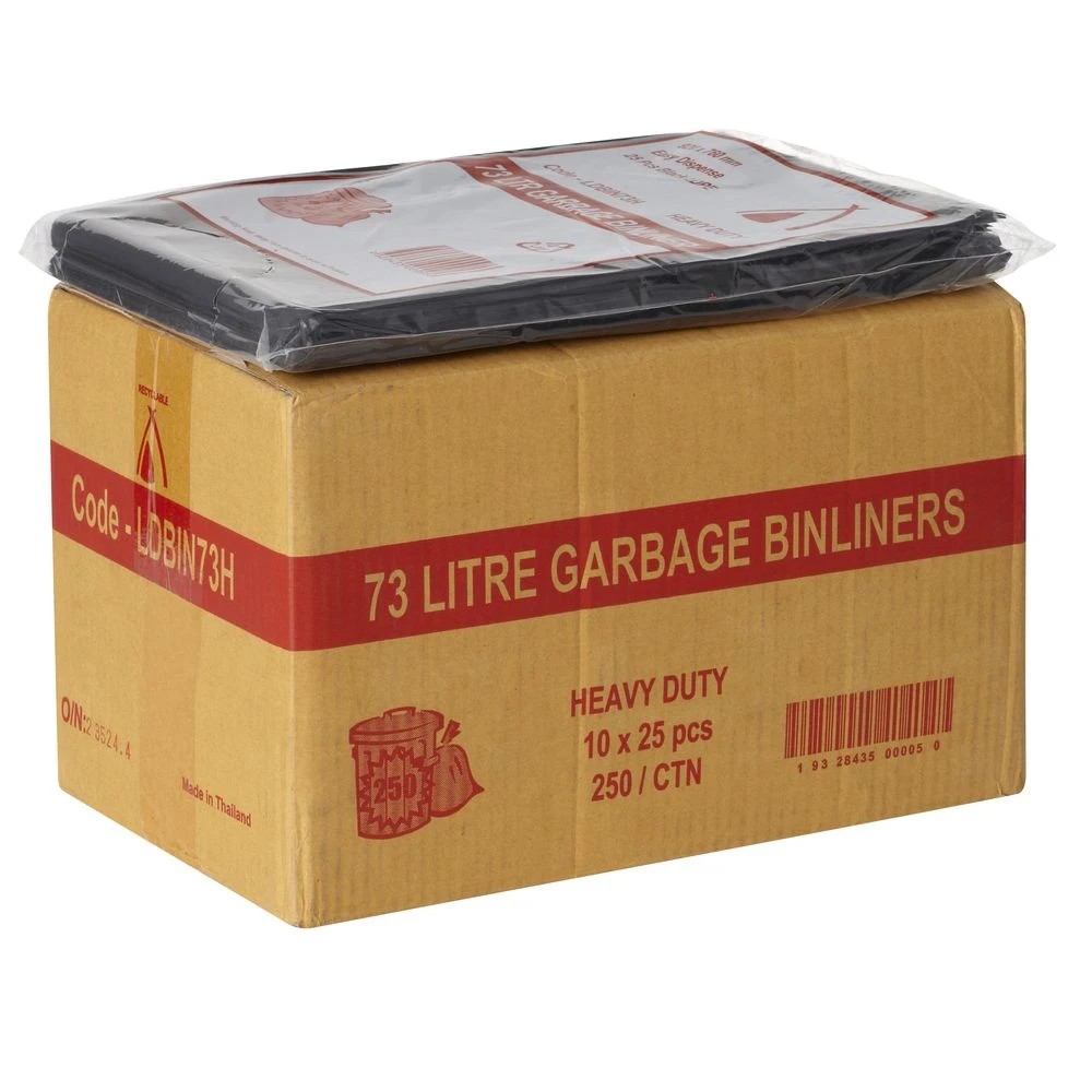2 Tailored Packaging Heavy Duty Bin Liners 73L 250 Pack Black, 2 of 2