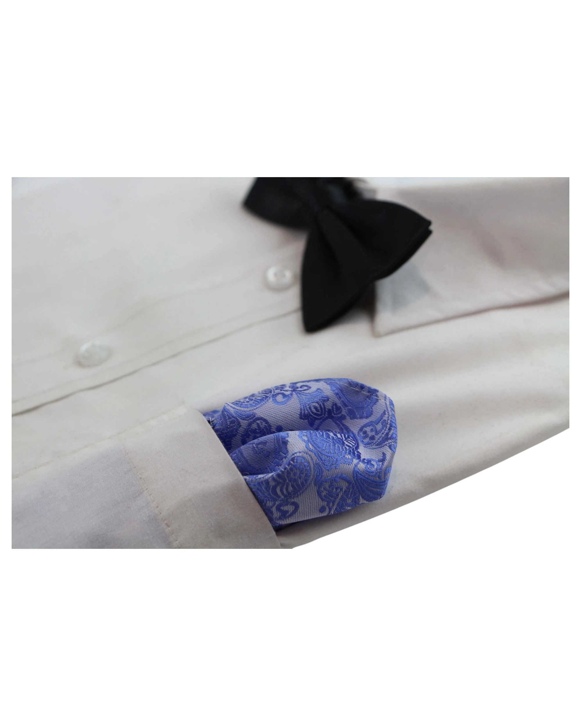 3 Zasel Mens Paisley Silk Pocket Square - Blue - Blue, 3 of 4