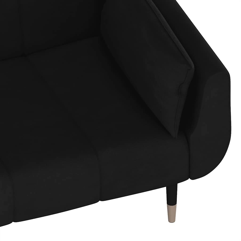 7 vidaXL 2-seater Sofa Bed With Two Pillows Velvet - Black, 7 of 8