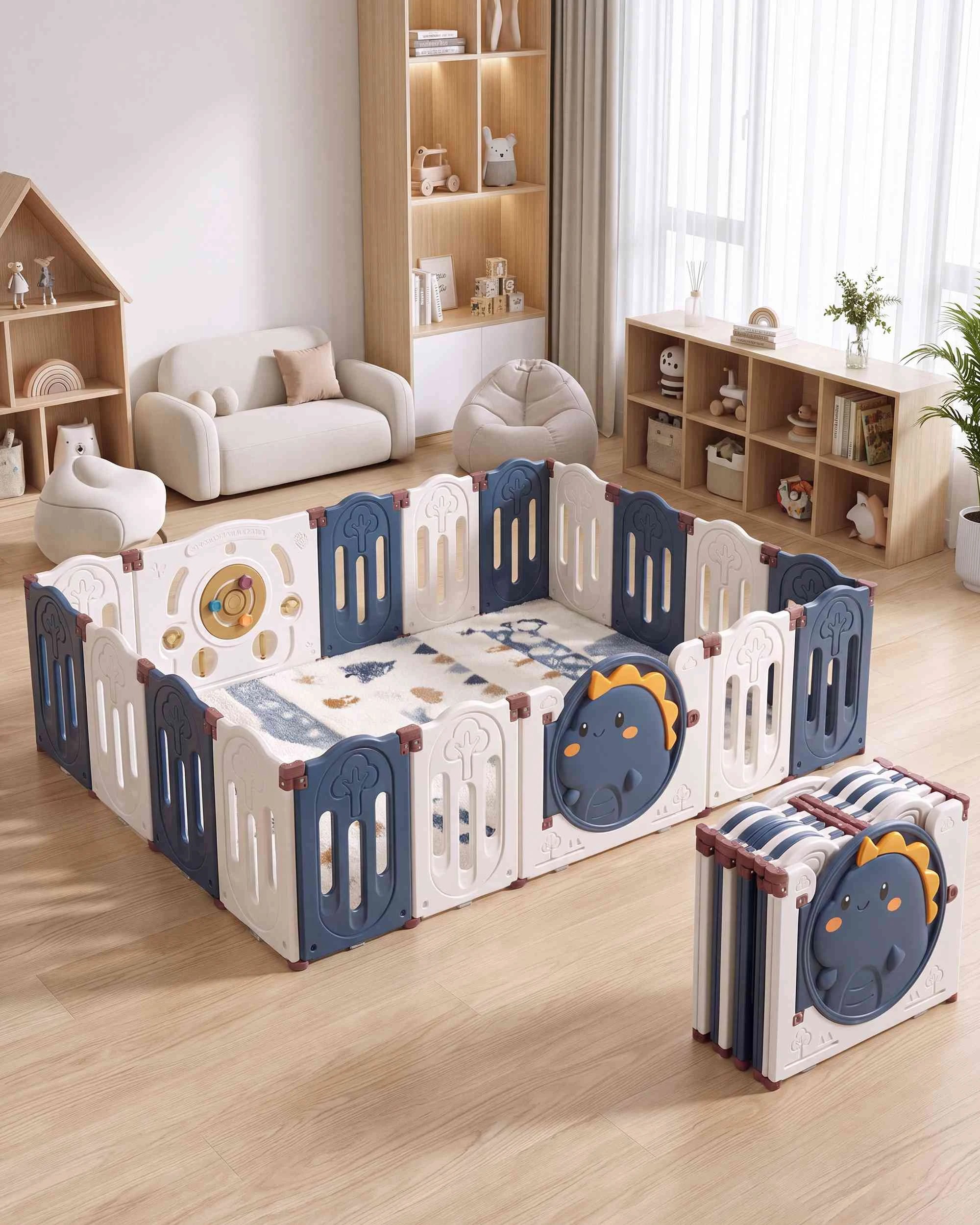 2 Playpals 18 panels Baby Playpen Kids Large Safety Gate Toddler Fence Child Play, 2 of 10