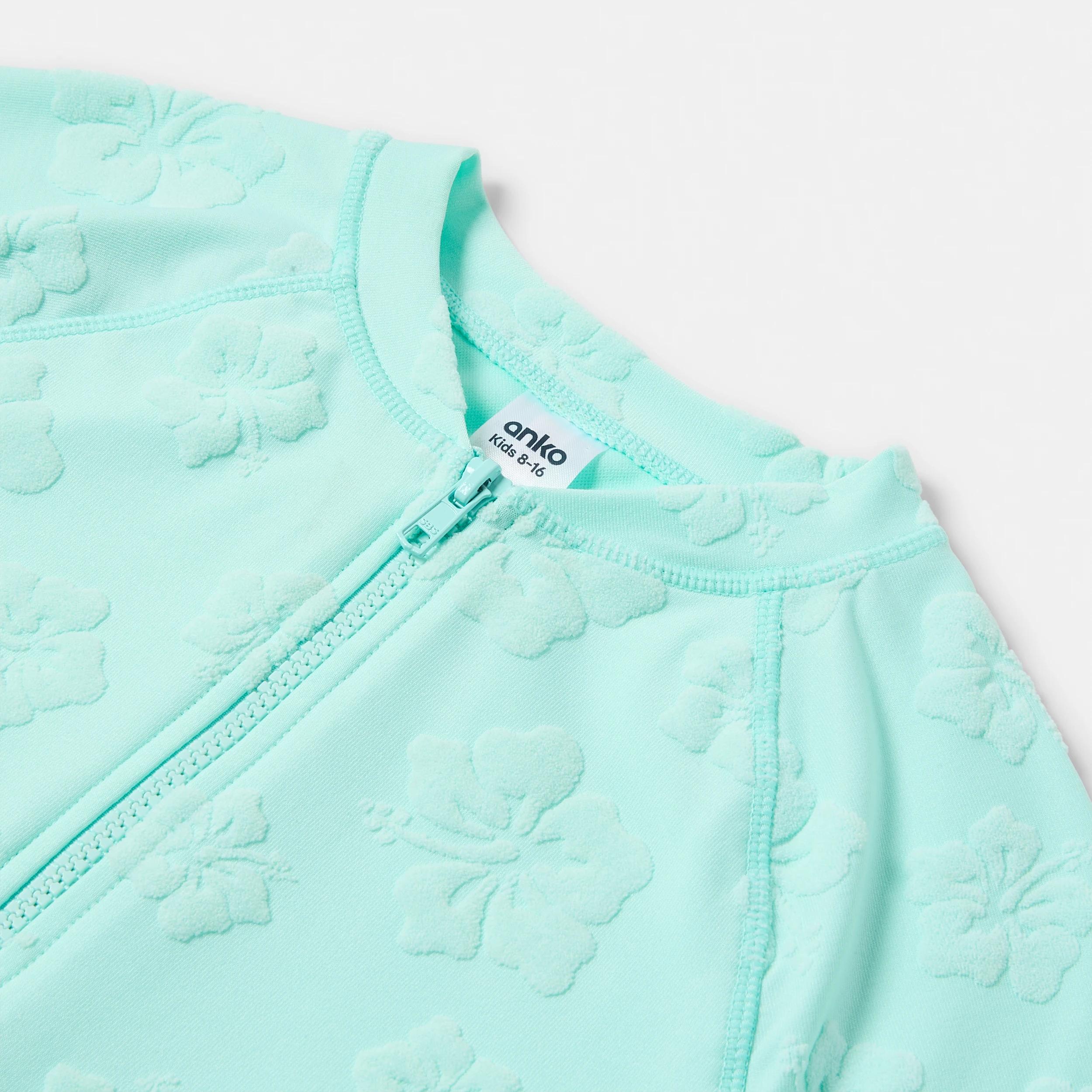 8 Long Sleeve One Piece With Contrast Bind Swimsuit BLUE HIBISCUS, 8 of 8