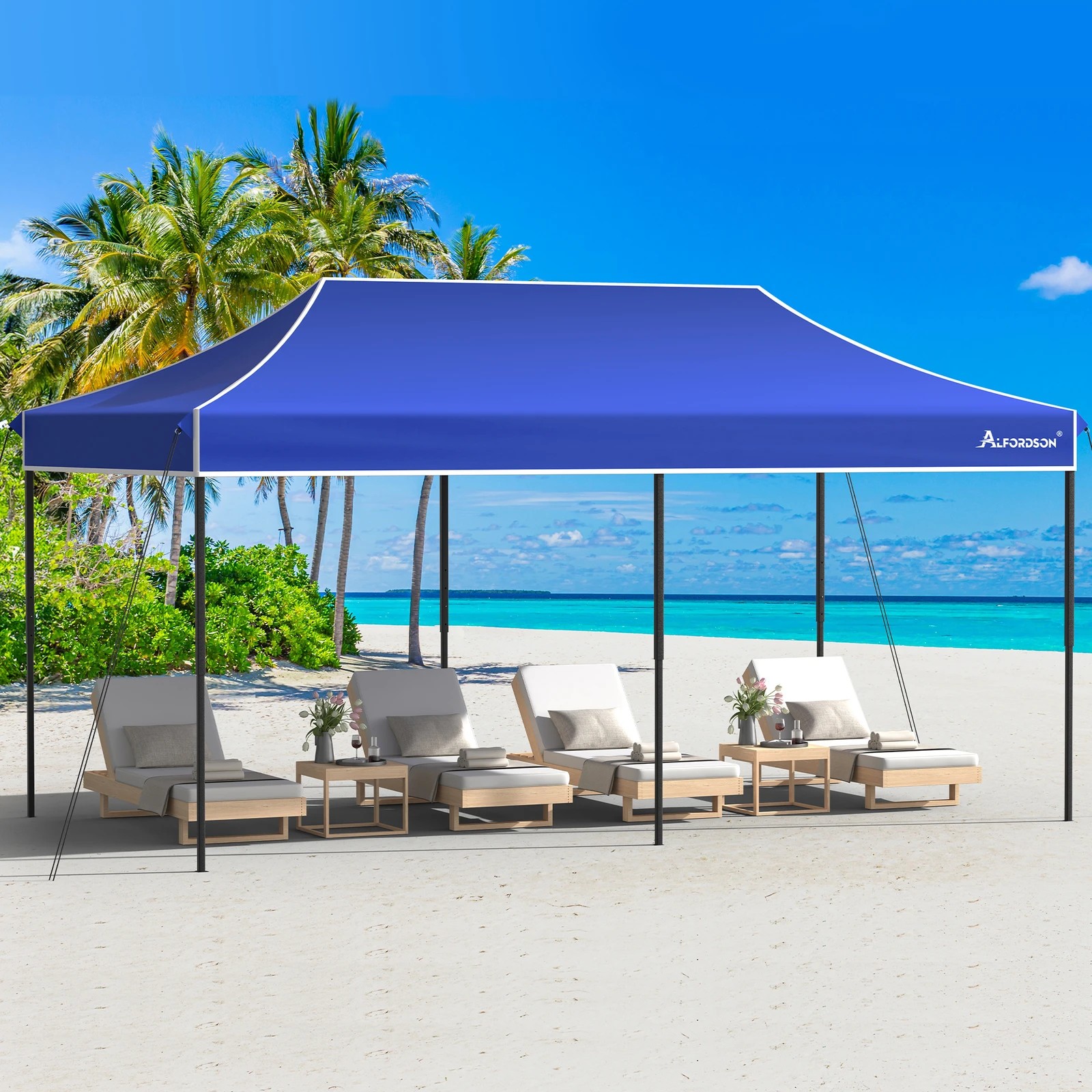 6 Alfordson Gazebo 6x3m Pop Up Marquee 600D Oxford Folding Outdoor Tent - Blue, 6 of 10