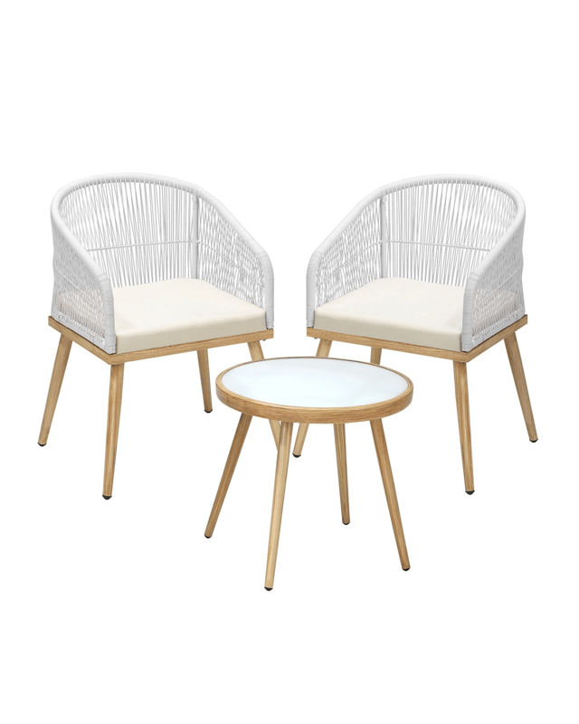 Livsip 3pcs Outdoor Furniture Lounge Setting Dining Table Chair Patio Bistro Set
 - M