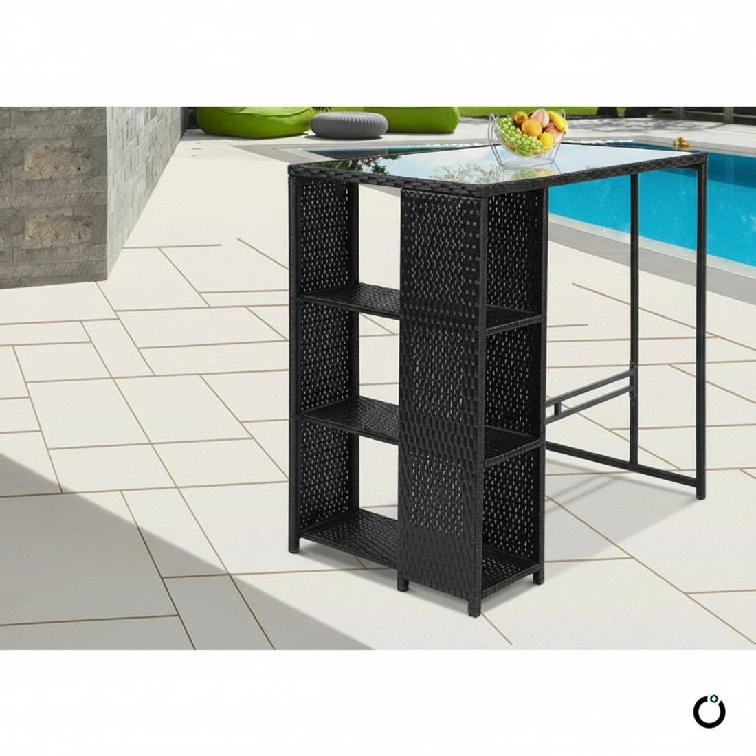 4 Gardeon 5-Piece Outdoor Bar Set Patio Dining Chairs Wicker Table Stools - Black, 4 of 6