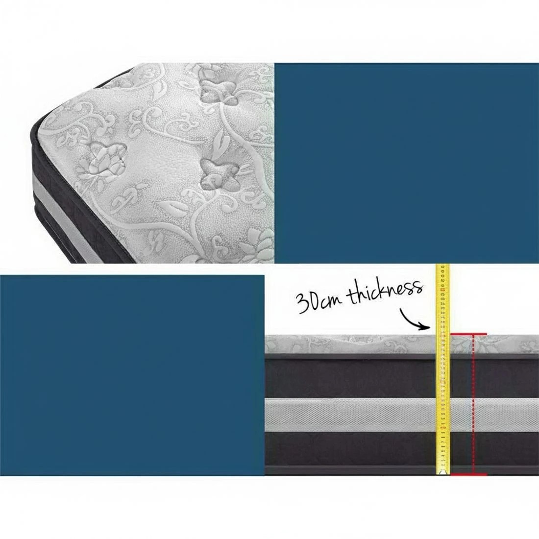 6 Giselle Bedding 30cm Mattress Pocket Spring King Single - King Single Bed - Multi, 6 of 7