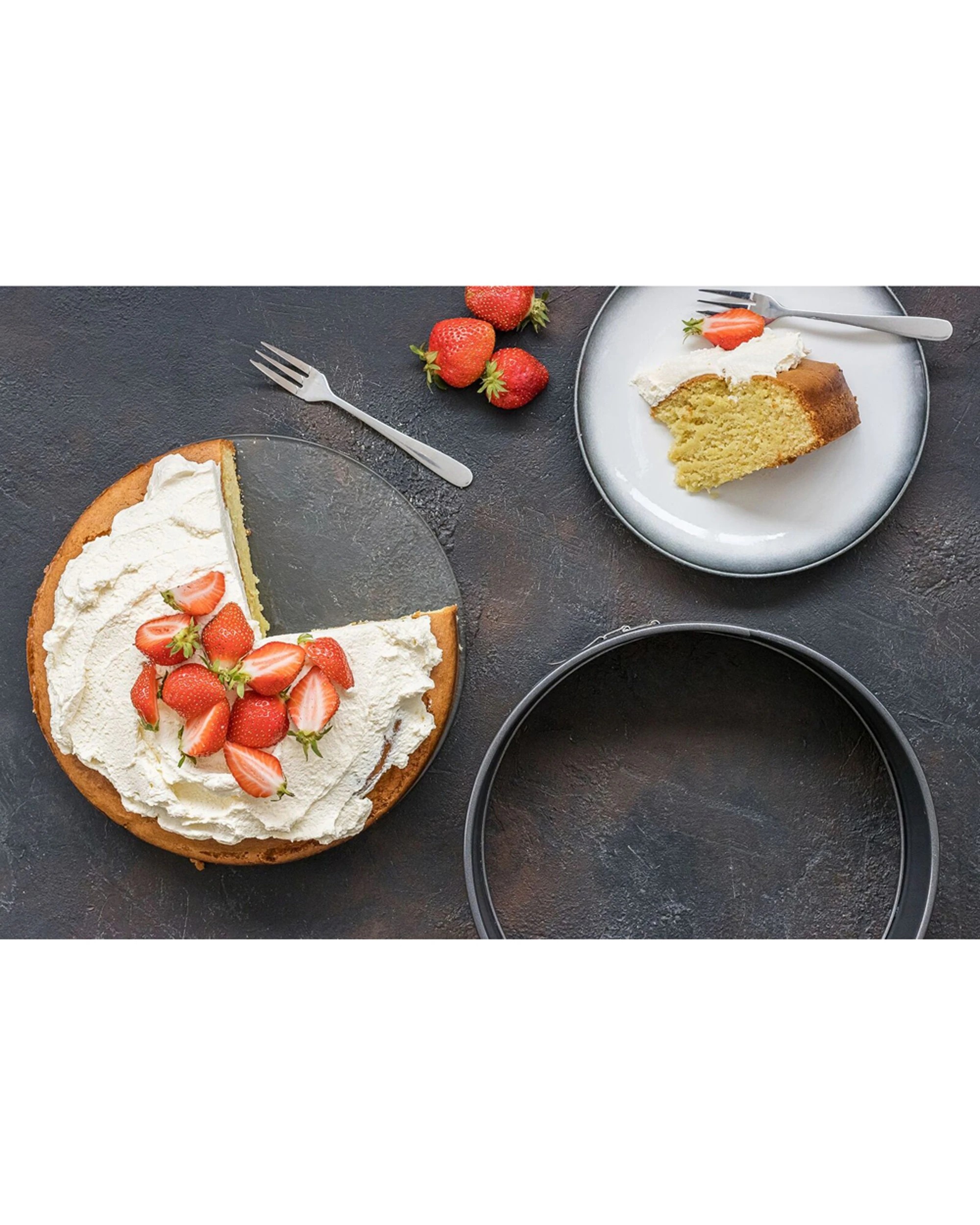2 Mastercraft 2x 25cm Springform Non-Stick Round Glass Base Cake Pan - Black, 2 of 2