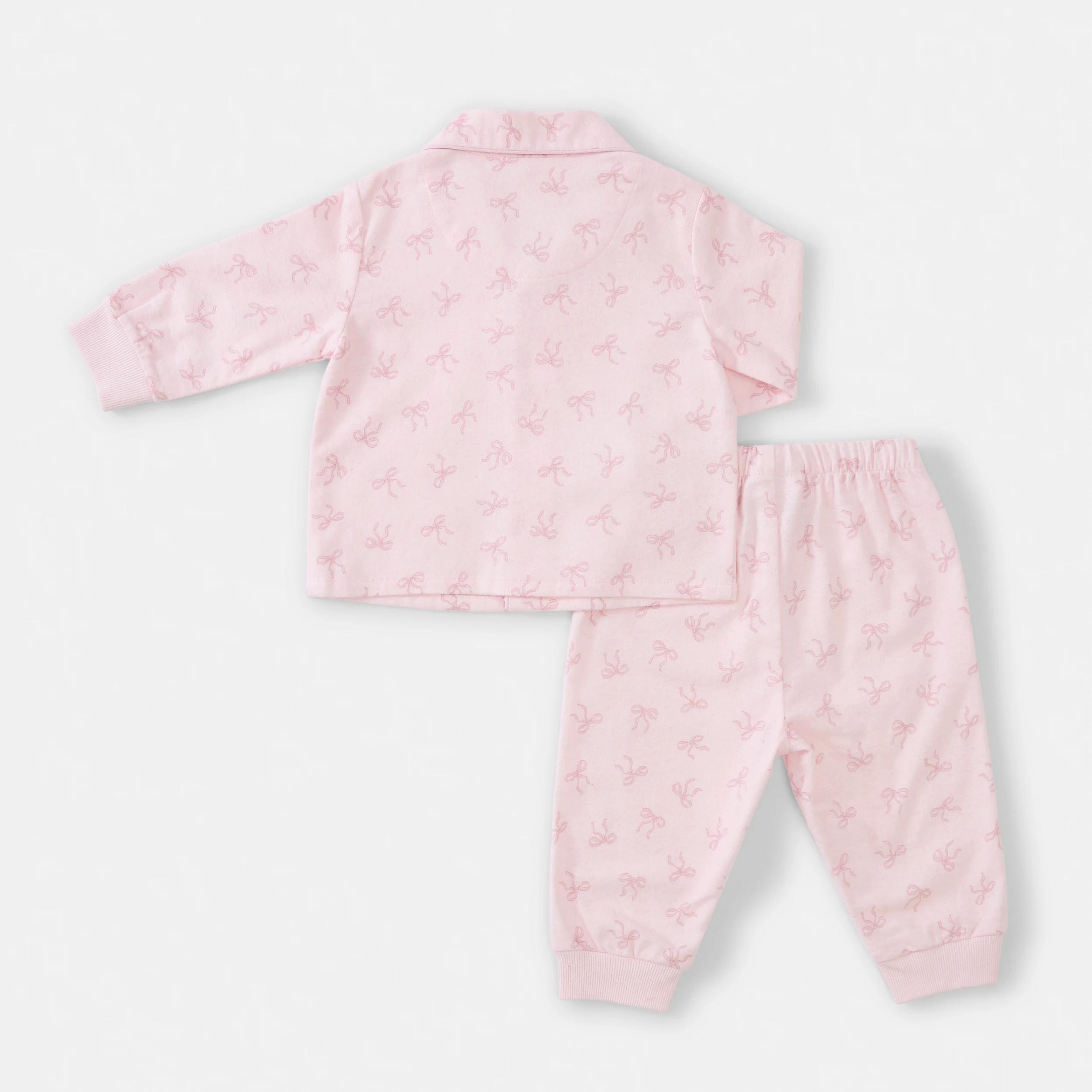 2 Cotton Flannelette Pyjama Set Pink Bow, 2 of 8