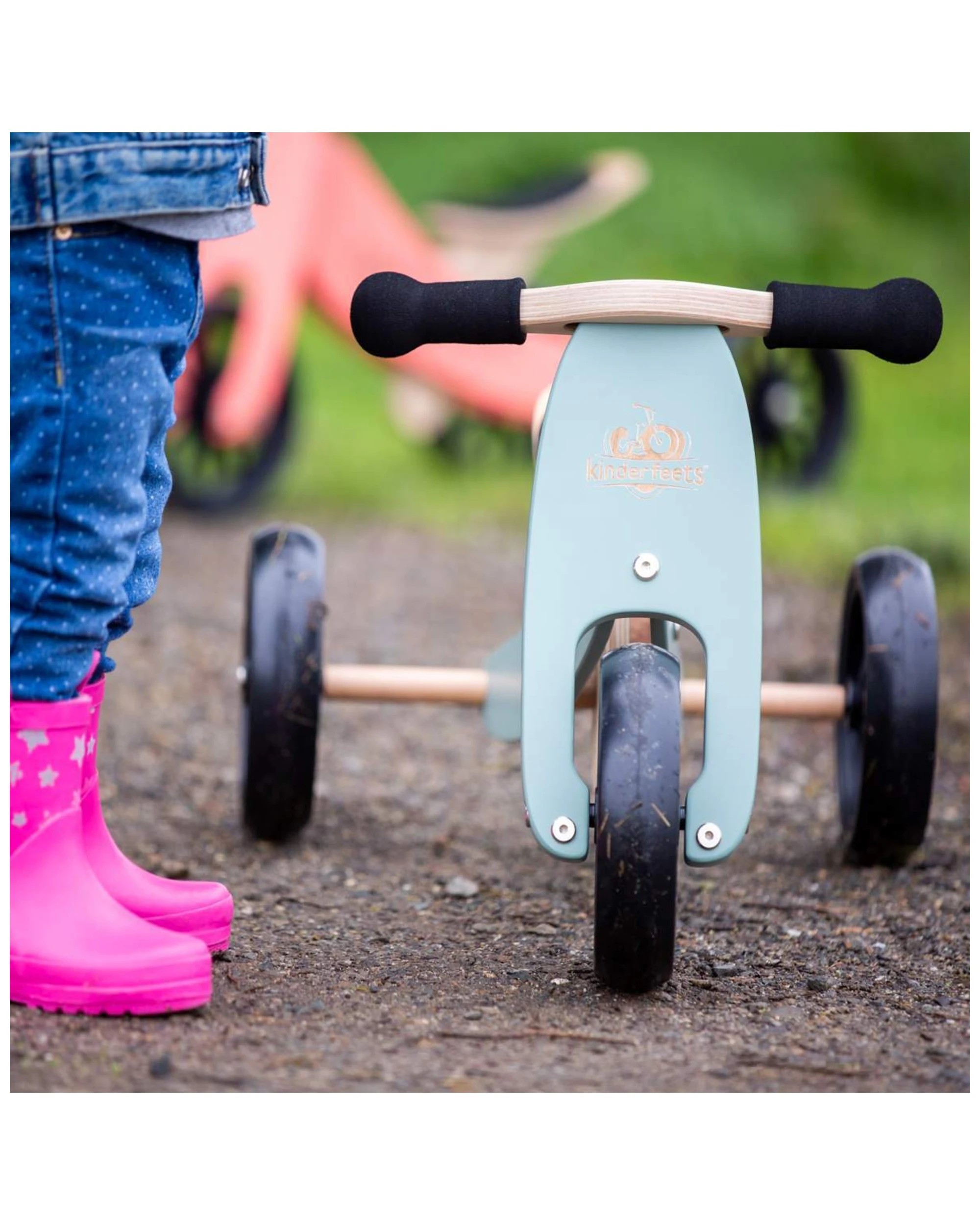 4 Kinderfeets Wood Tiny Tot Balance Bike Trike Sage 24m Plus Adjustable Seat - Green, 4 of 6