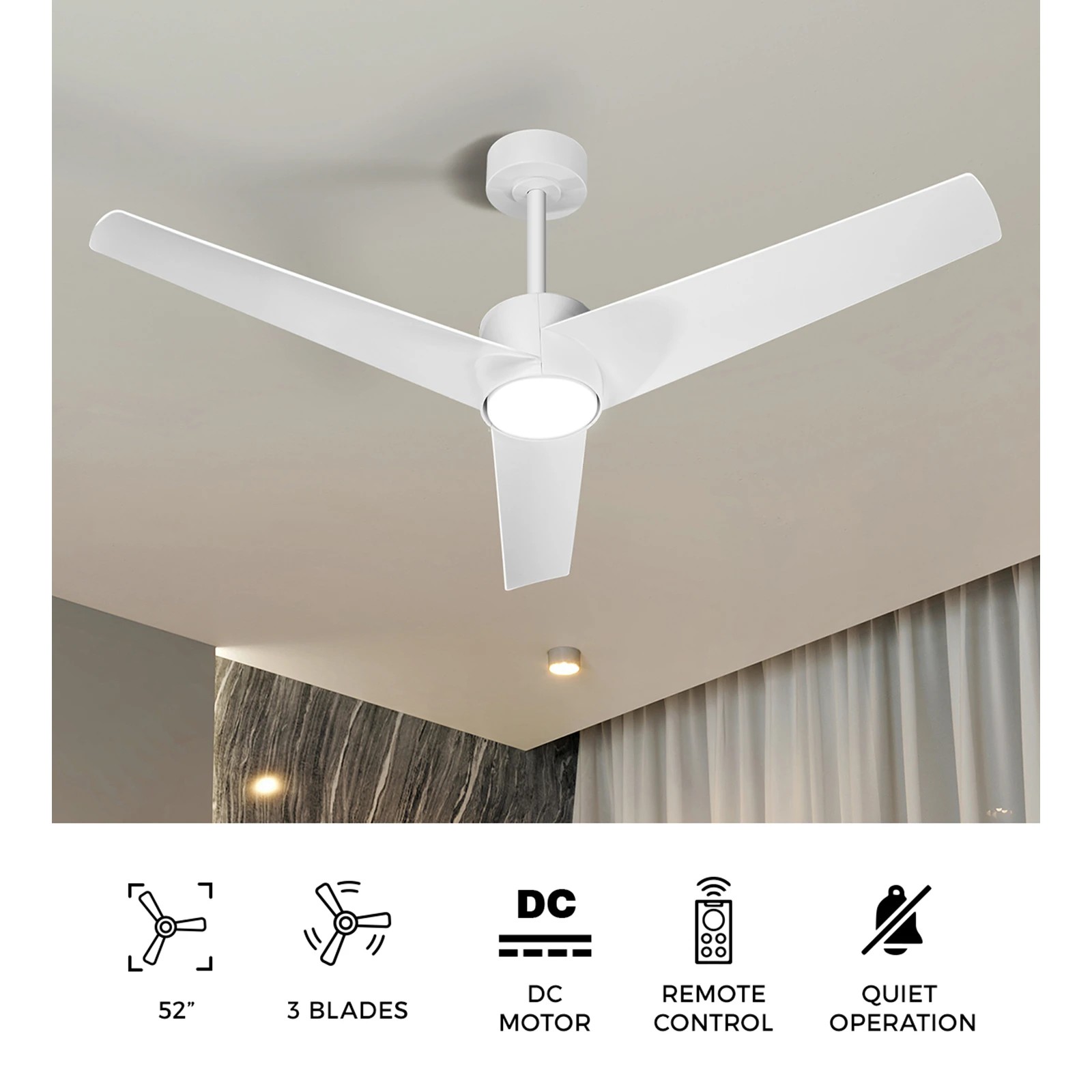 4 Vevare 132cm DC Ceiling Fan with LED Light 5 Speed, 4 of 10