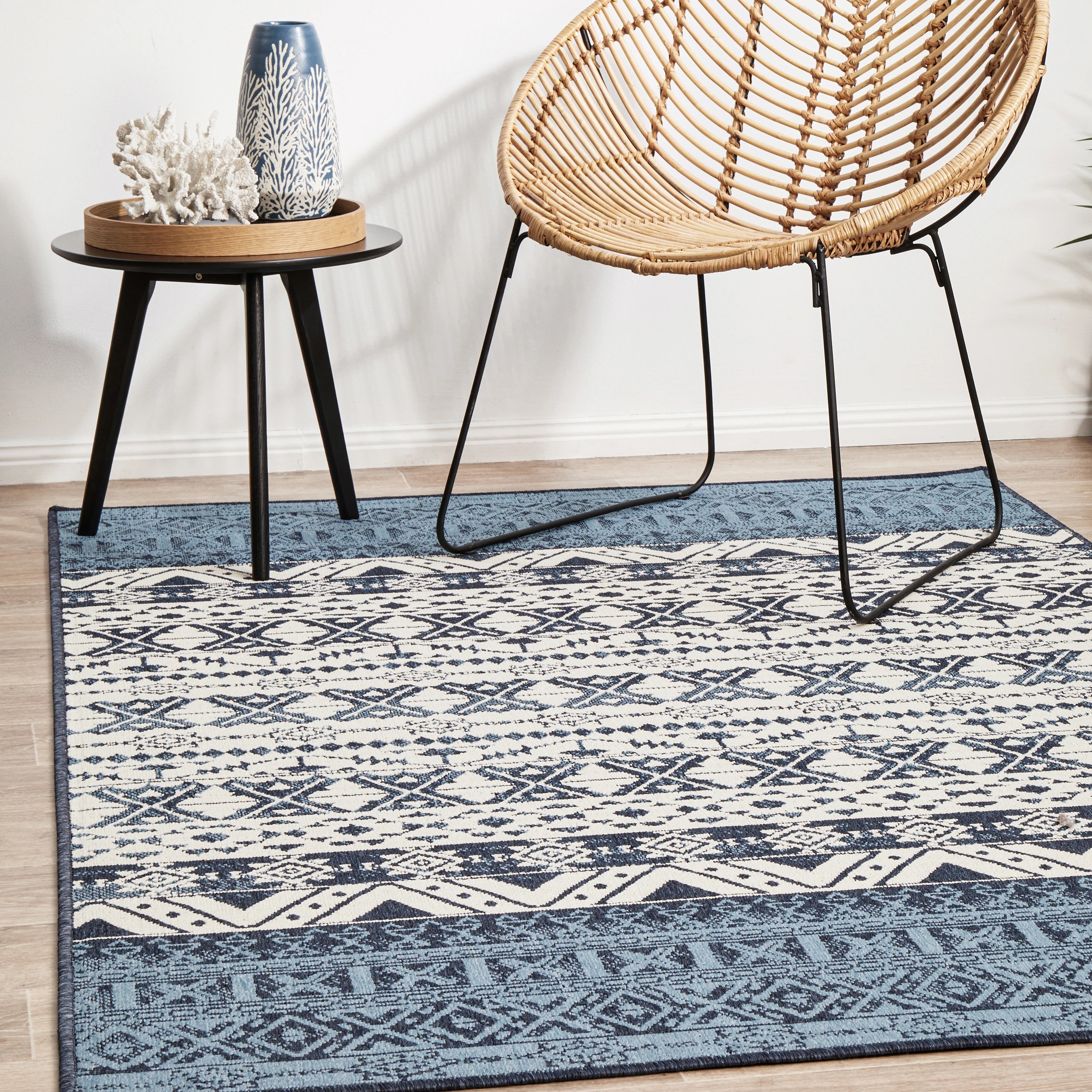 1 Common Ground Rugs Coastline 3333 160x110cm - Small Outdoor Rug - Blue, 1 of 8