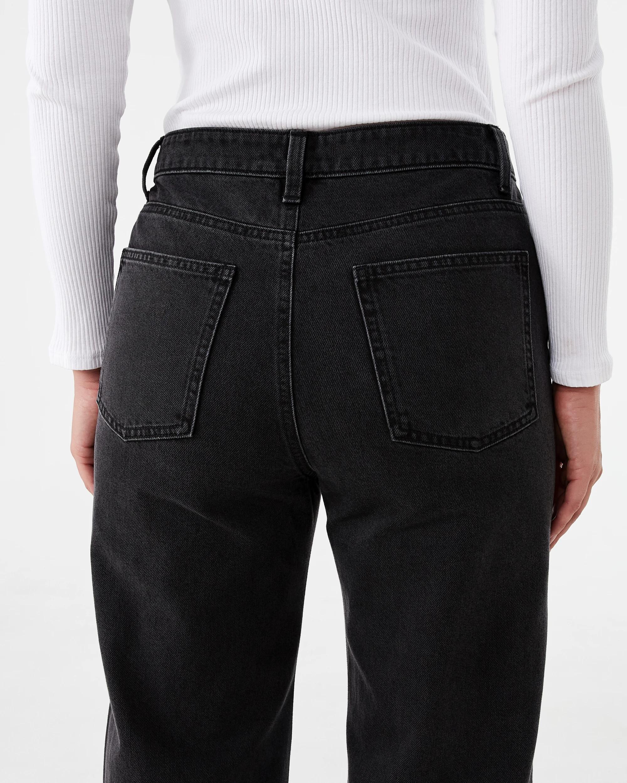 6 Straight Leg Undone Hem Jeans Black Wash, 6 of 9