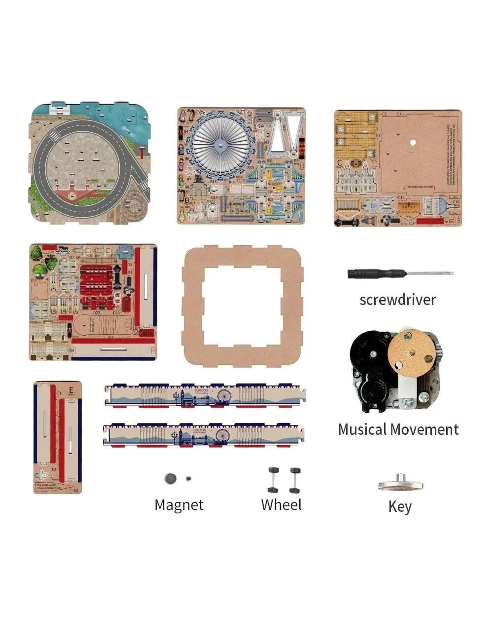 10 Tonecheer 3D Wooden Puzzle DIY Rotating Music Box - London, 10 of 10