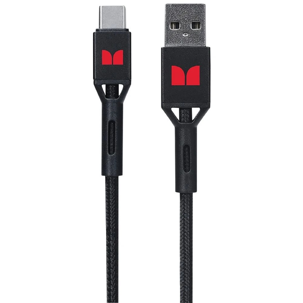 1 Monster Braided USB-A to USB-C Cable 2m Black, 1 of 2