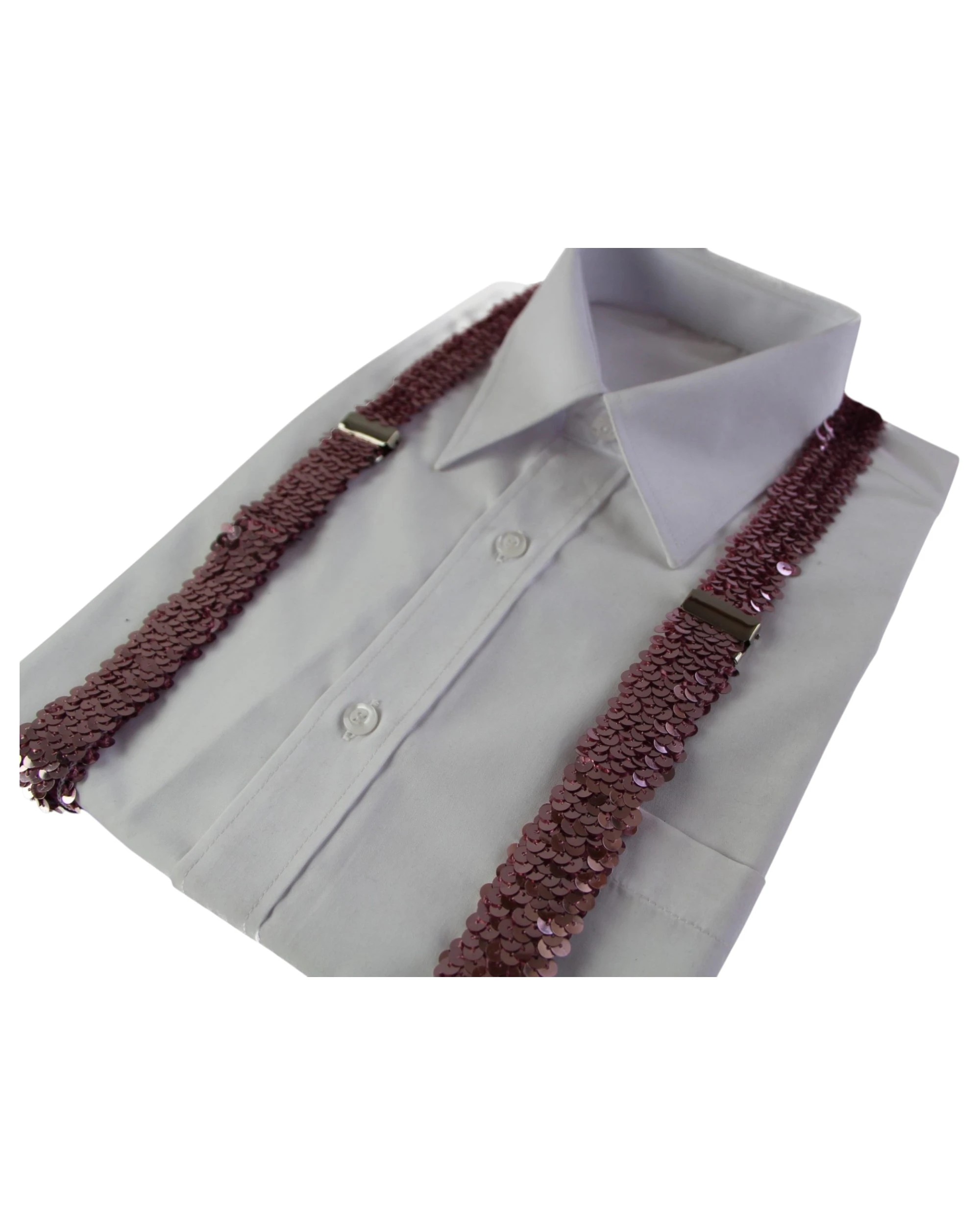 2 Zasel Unisex Adjustable 100cm Sequin Suspenders - Pink, 2 of 3