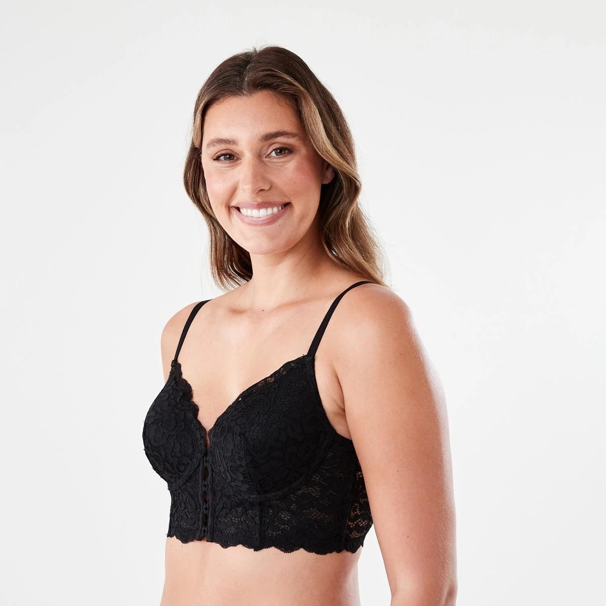 2 Co-ordinated Lace Push-Up Corset Bra BLACK, 2 of 6