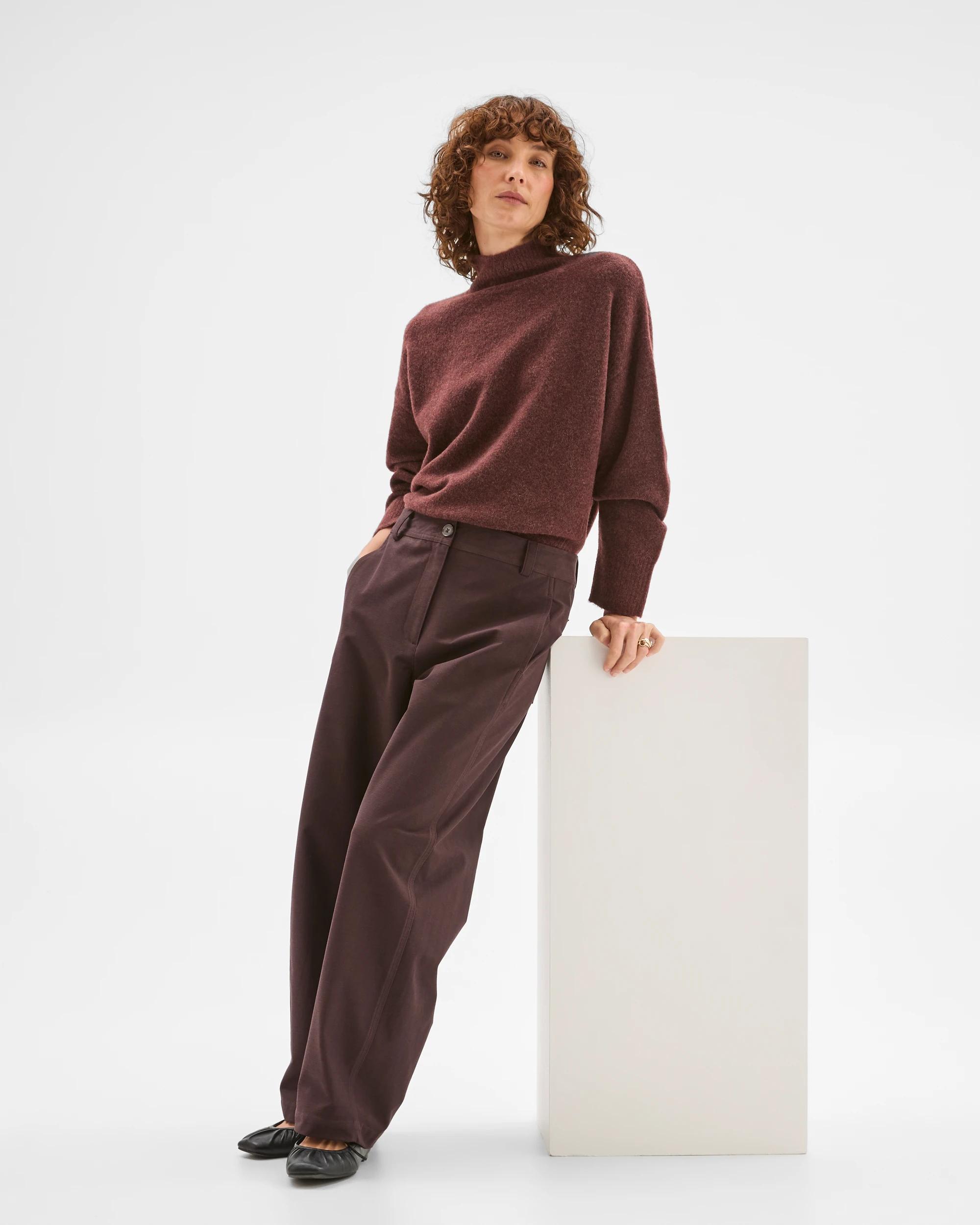1 Target Woman Relaxed Forward Seam Barrel Leg Pants CHOCOLATE PLUM, 1 of 6