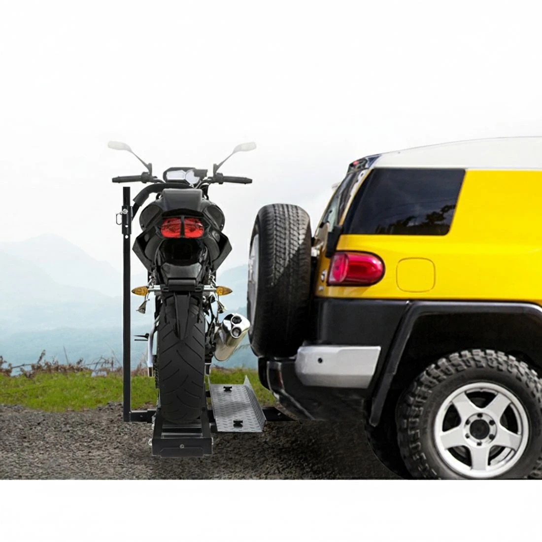5 Giantz Motorcycle Carrier Rack Ramp, 2" Towbar Adjustable Height - Black, 5 of 7