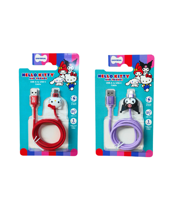 Hello Kitty and Friends USB-A to USB-C Charging Cable - Assorted