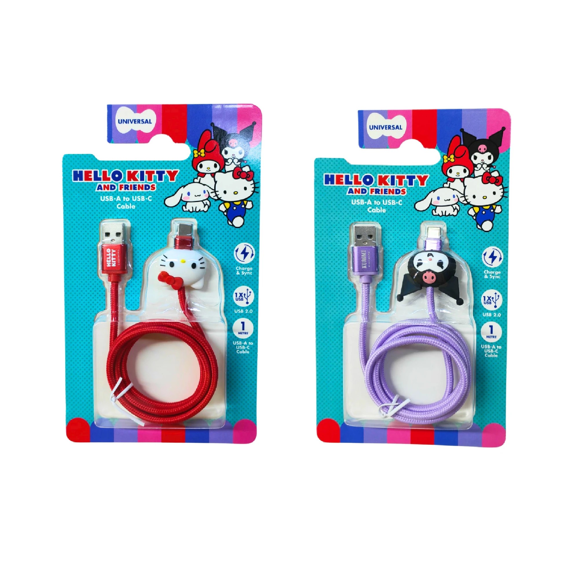1 Hello Kitty and Friends USB-A to USB-C Charging Cable - Assorted