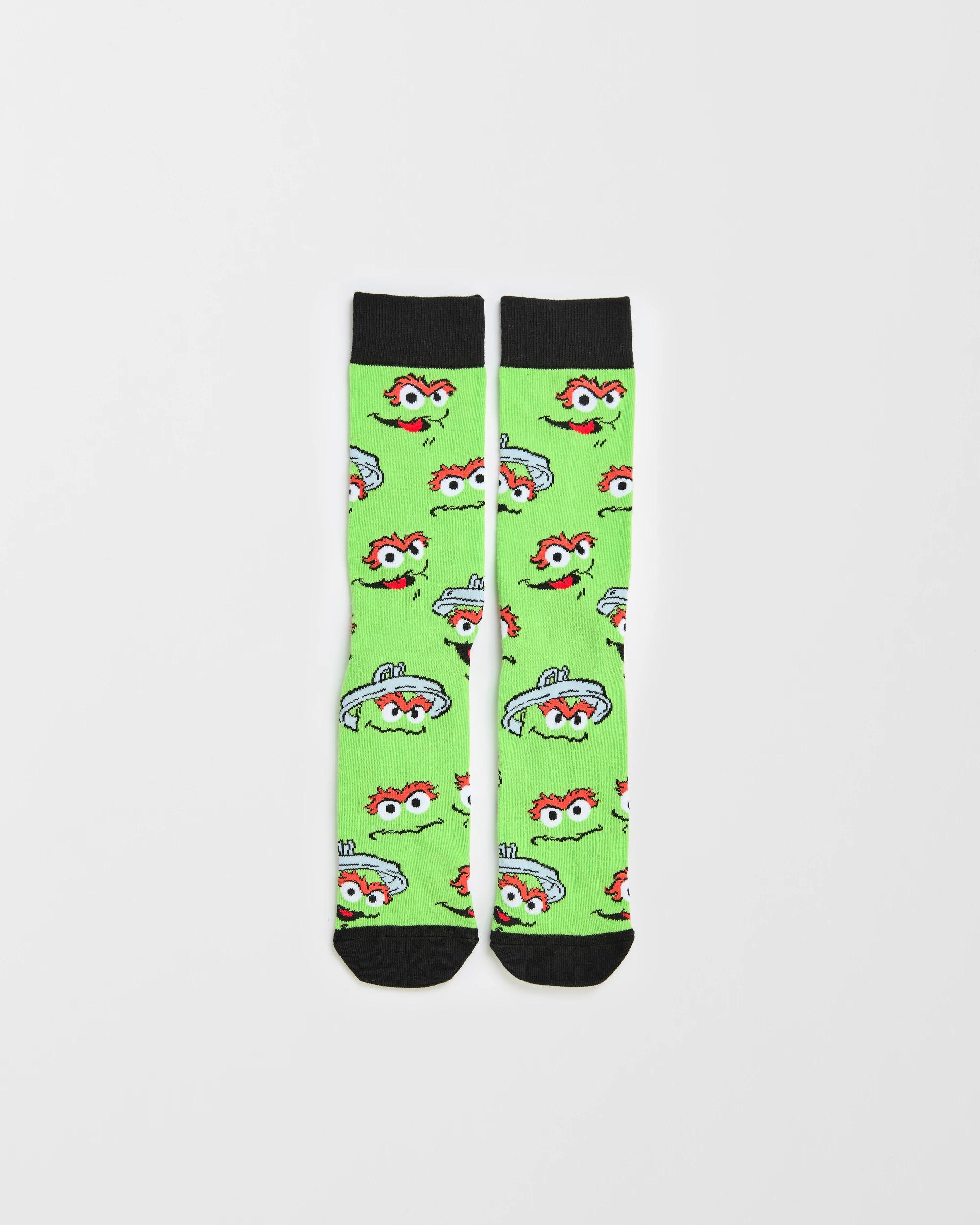 1 Oscar The Grouch Licensed Crew Socks - Swag OSCAR THE GROUCH, 1 of 3