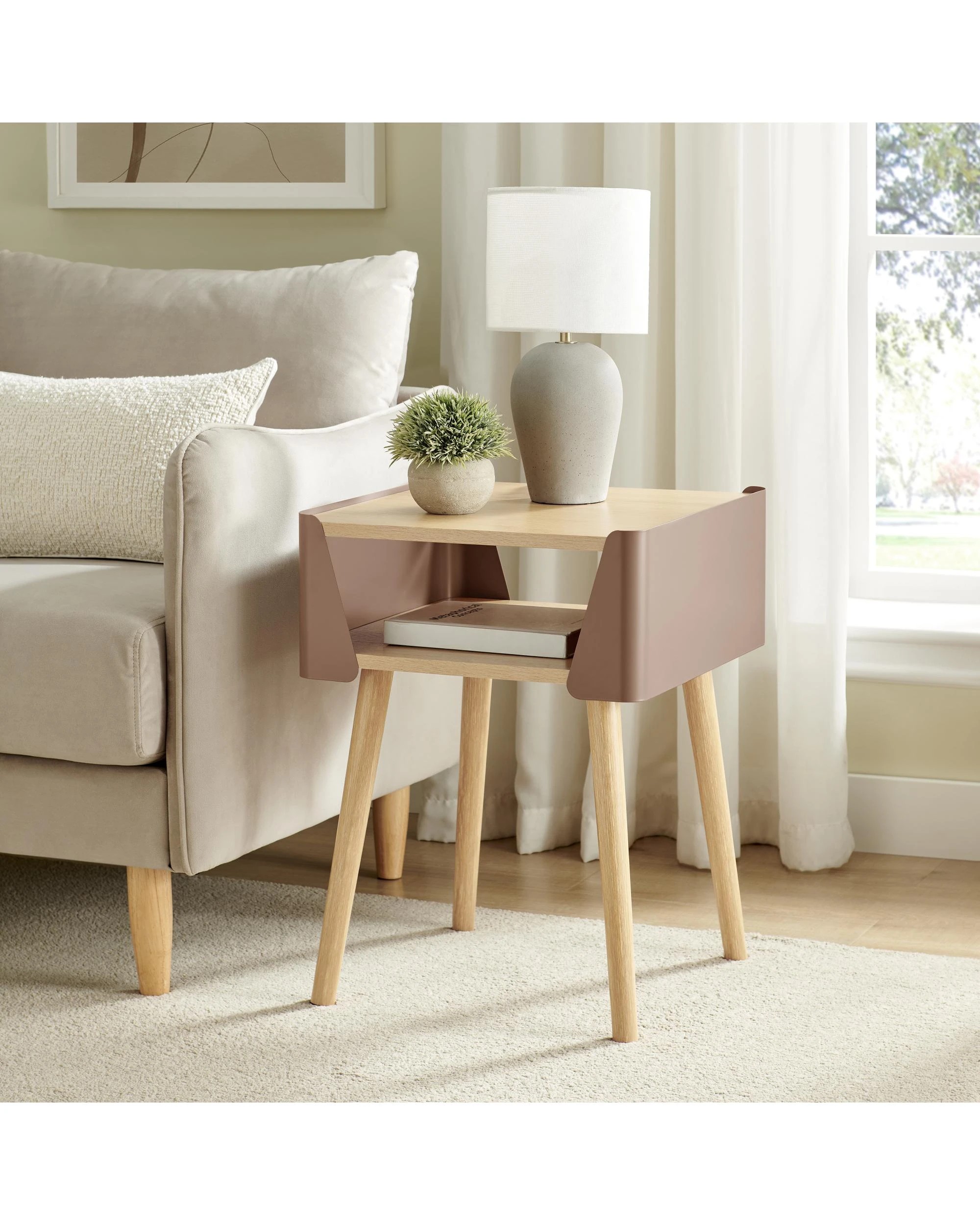 3 Kodu Side Table Bedside Shelf Square - Brown, 3 of 9