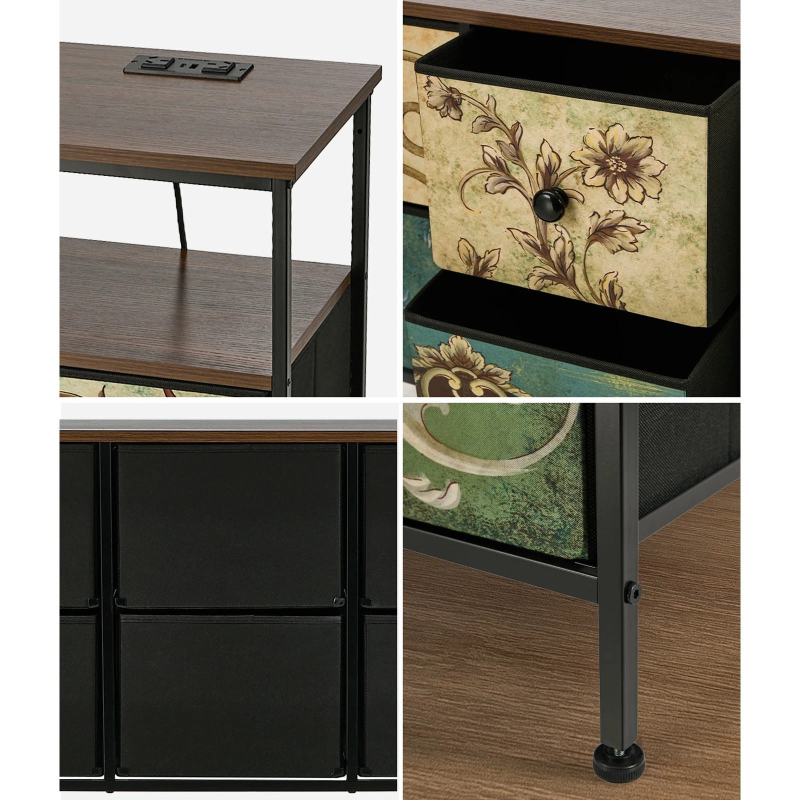 5 Oikiture 6 Chest of Drawers Fabric Retro Dresser Lowboy Shelf Charging Station - Multi, 5 of 6
