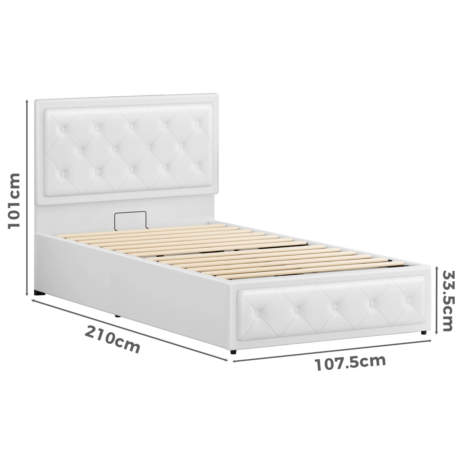8 Alfordson Bed Frame King Single Gas Lift Storage Mattress Base Leather Dinana - White, 8 of 10