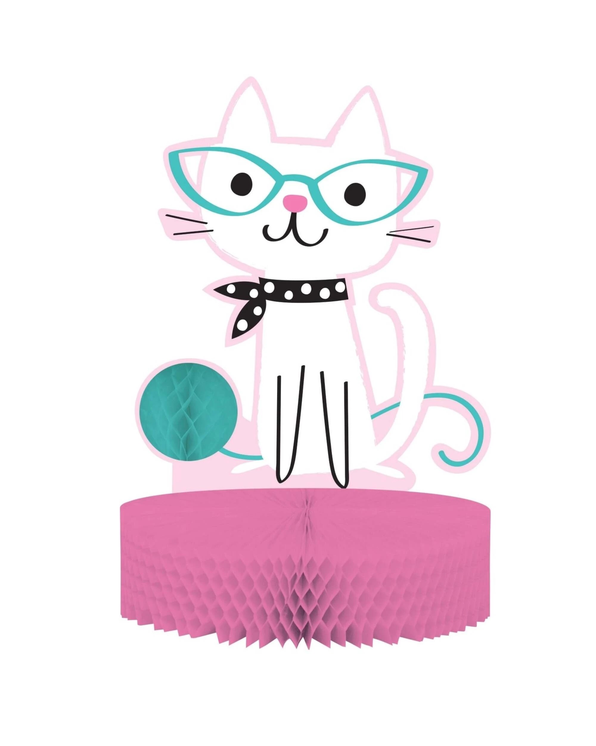 1 Creative Converting Purr fect Party Honeycomb Table Centrepiece - Multi, 1 of 1