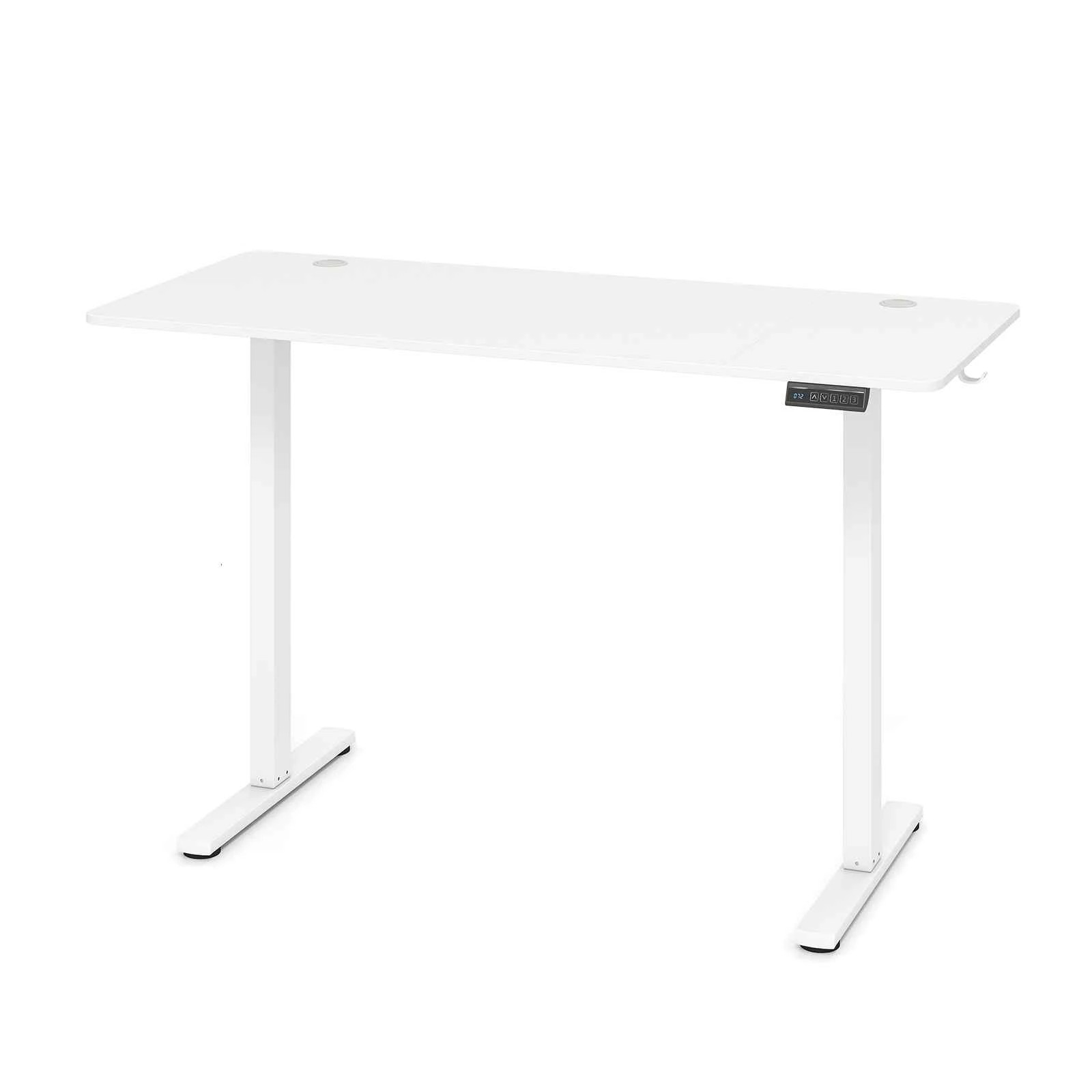 1 Costway 140 x 60cm Electric Standing Desk Adjustable Sit Stand Computer Desk - White, 1 of 6