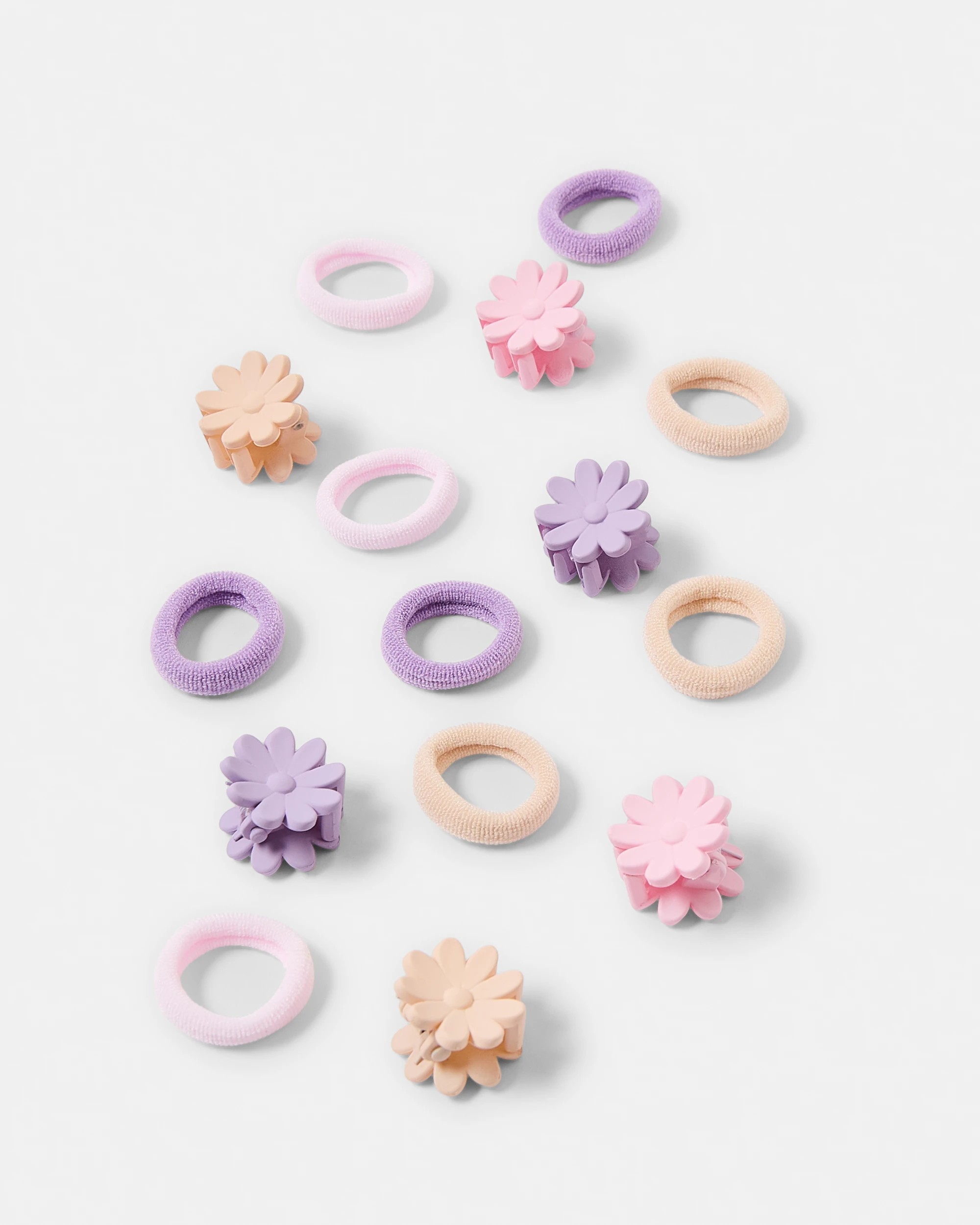 2 Flower Hair Set - Beige, Pink and Purple, 2 of 3