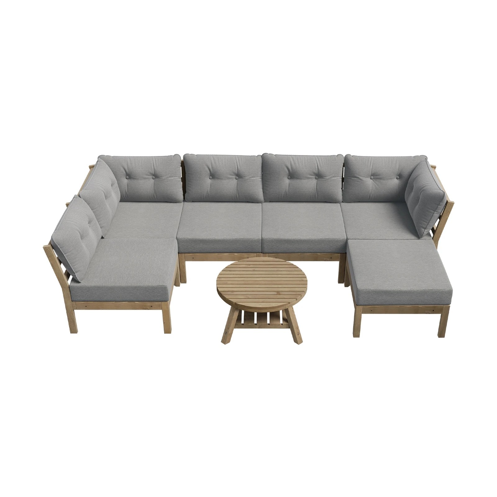 5 Livsip 7 Piece Outdoor Sofa Set 5-seater Lounge Setting Garden Table Chairs
 - Grey, 5 of 9