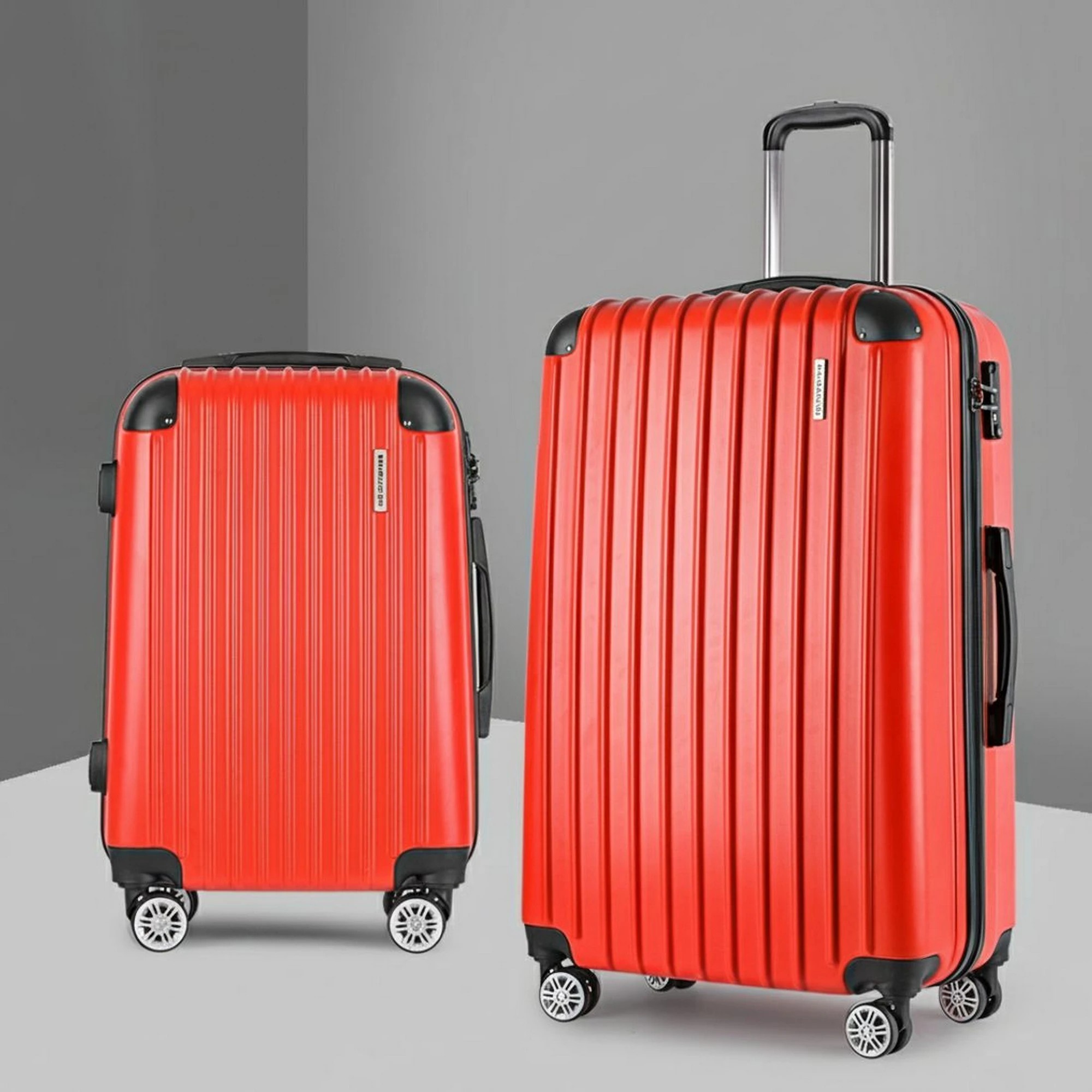 7 Wanderlite 2pc Luggage Trolley Travel Set Suitcase Carry On TSA Hard Case - Red, 7 of 7