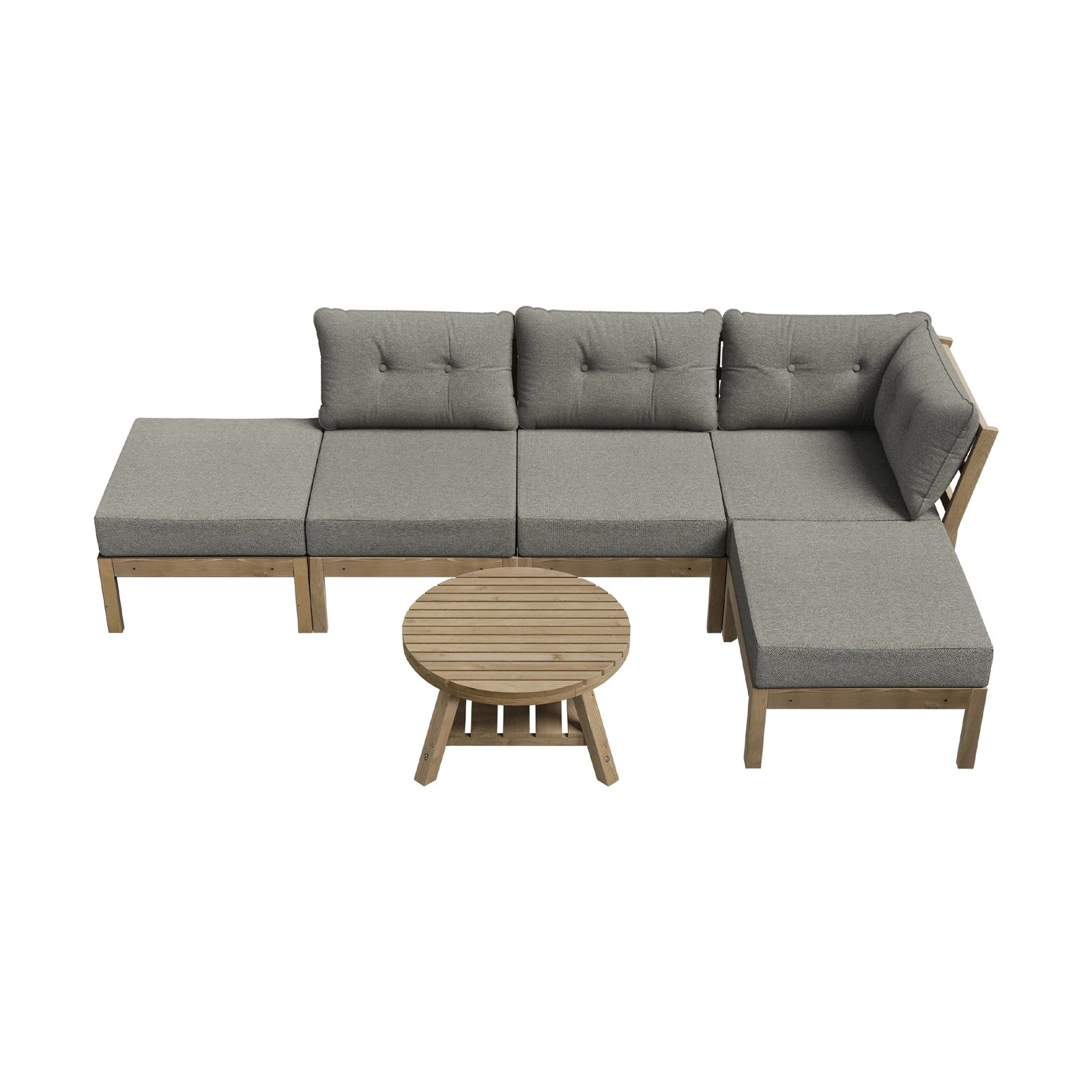 4 Livsip Outdoor Sofa Set 6-piece Lounge Setting Garden Table Chairs
 - Beige, 4 of 9