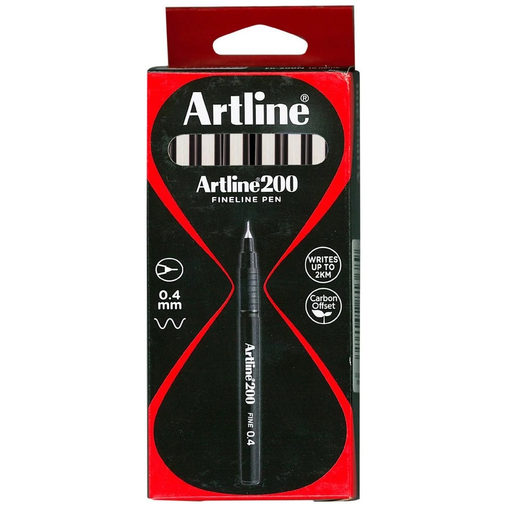 1 Artline 200 Fineliner Black 12 Pack, 1 of 2