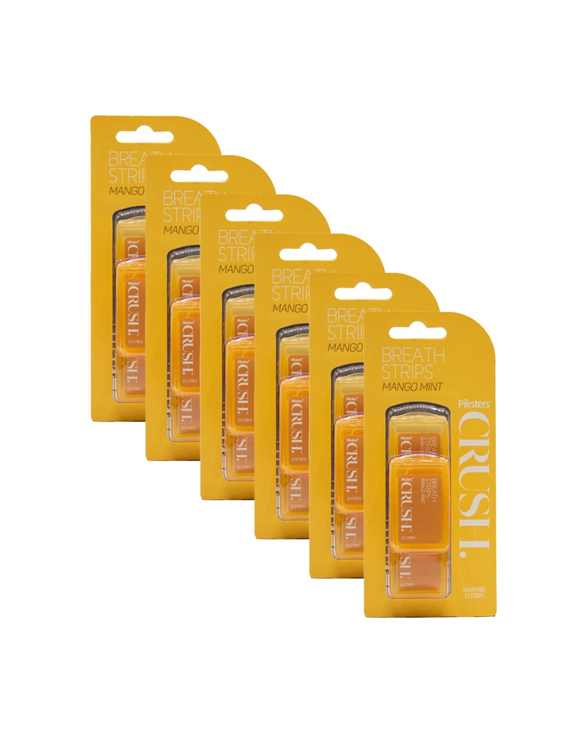 1 Piksters 6x 72pc Breath Strips Crush Mango Sugar Free Breath Fresheners Kit - Yellow, 1 of 3