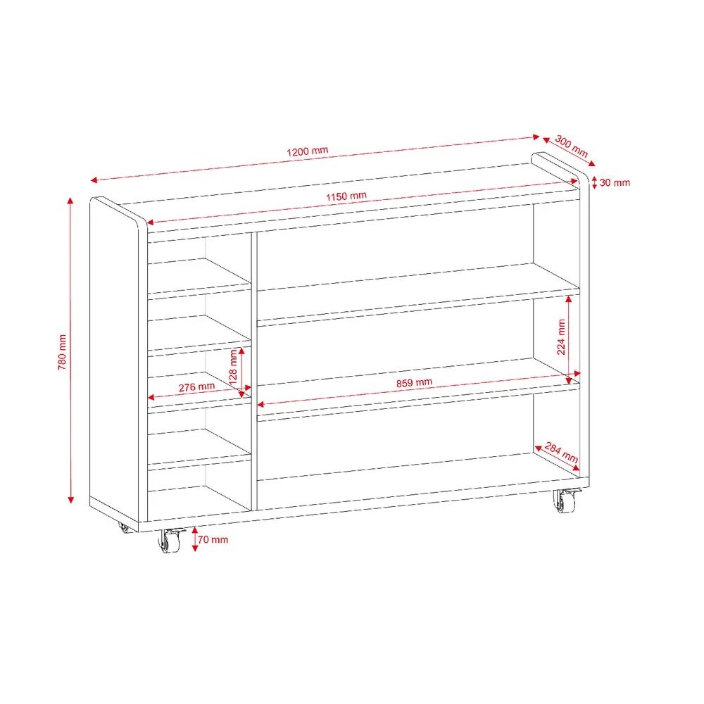 3 Young Kids Educational 8 Shelf Mobile Storage Unit Oak Kids Storage & Furniture, 3 of 4