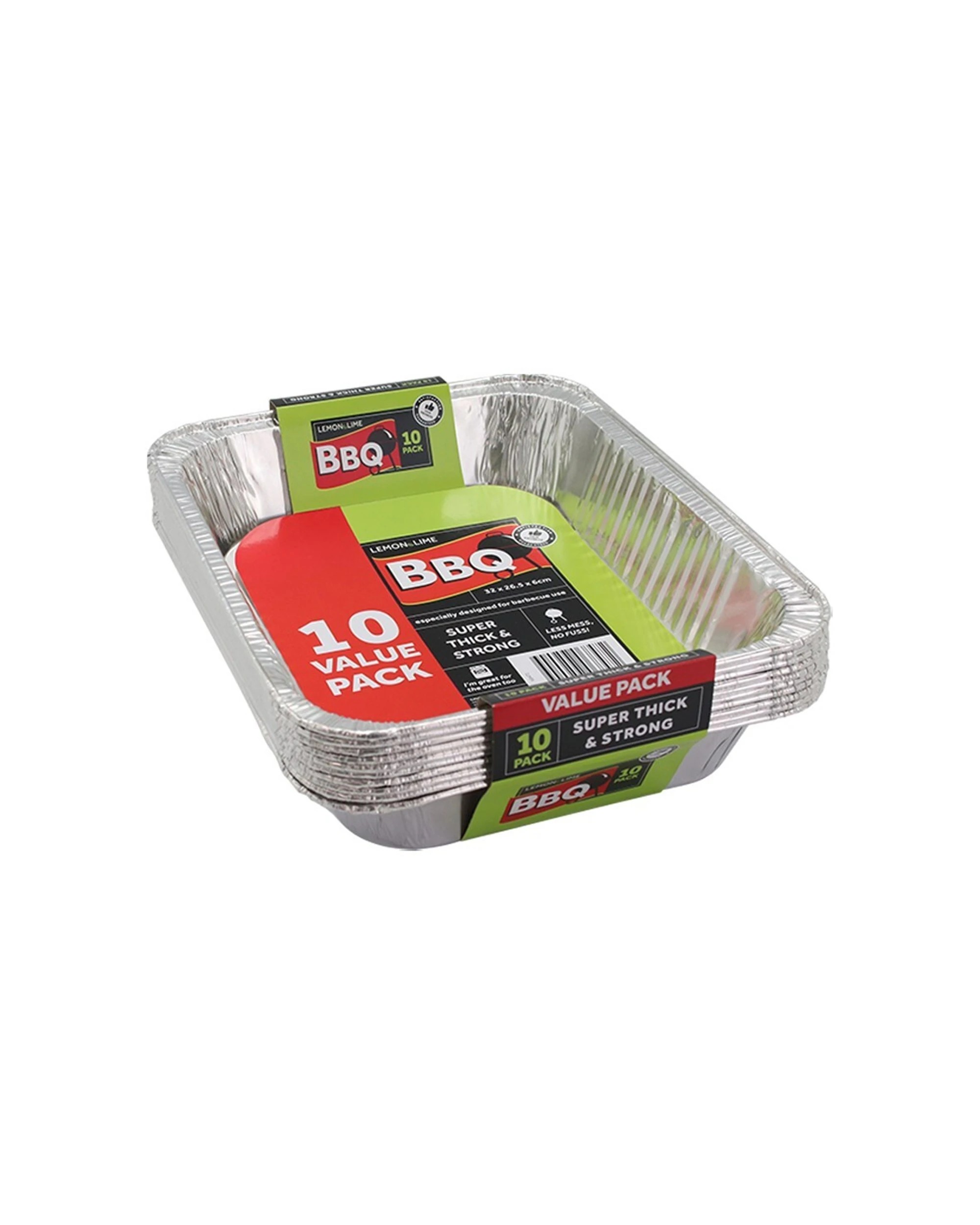 1 10pk Lemon & Lime 32x26.5x6cm Aluminium Foil Tray Bbq/oven Roasting/baking Tray
 - Silver, 1 of 3