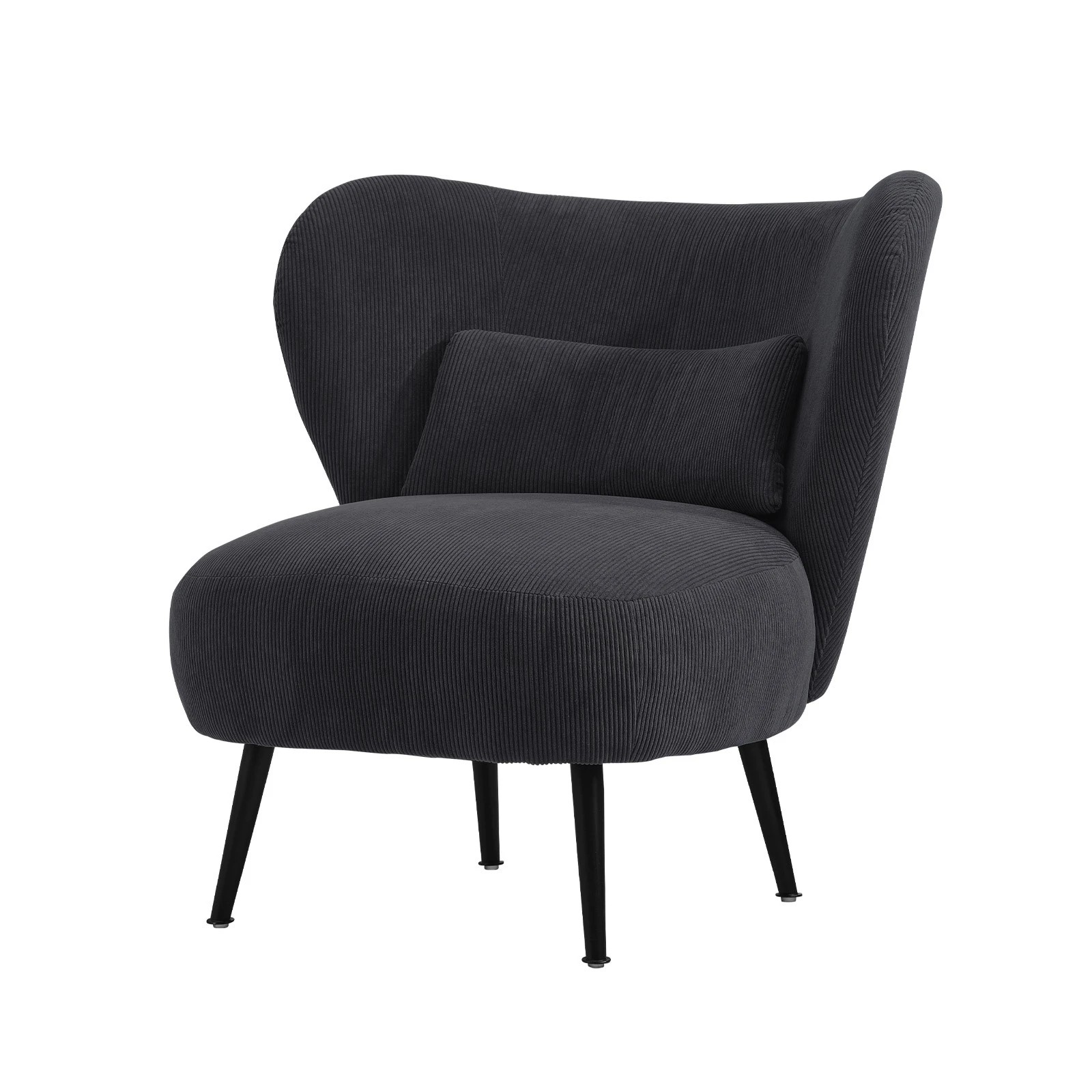 1 Oikiture Armchair Lounge Chair With Lumbar Pillow Wingback Velvet
 - Charcoal, 1 of 10