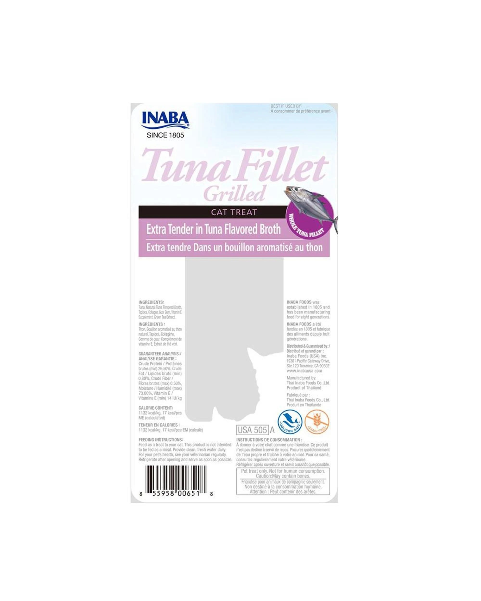 2 Inaba Tuna Fillet Grilled Cat Treat Extra Tender in Tuna Broth 6 x 15g, 2 of 2